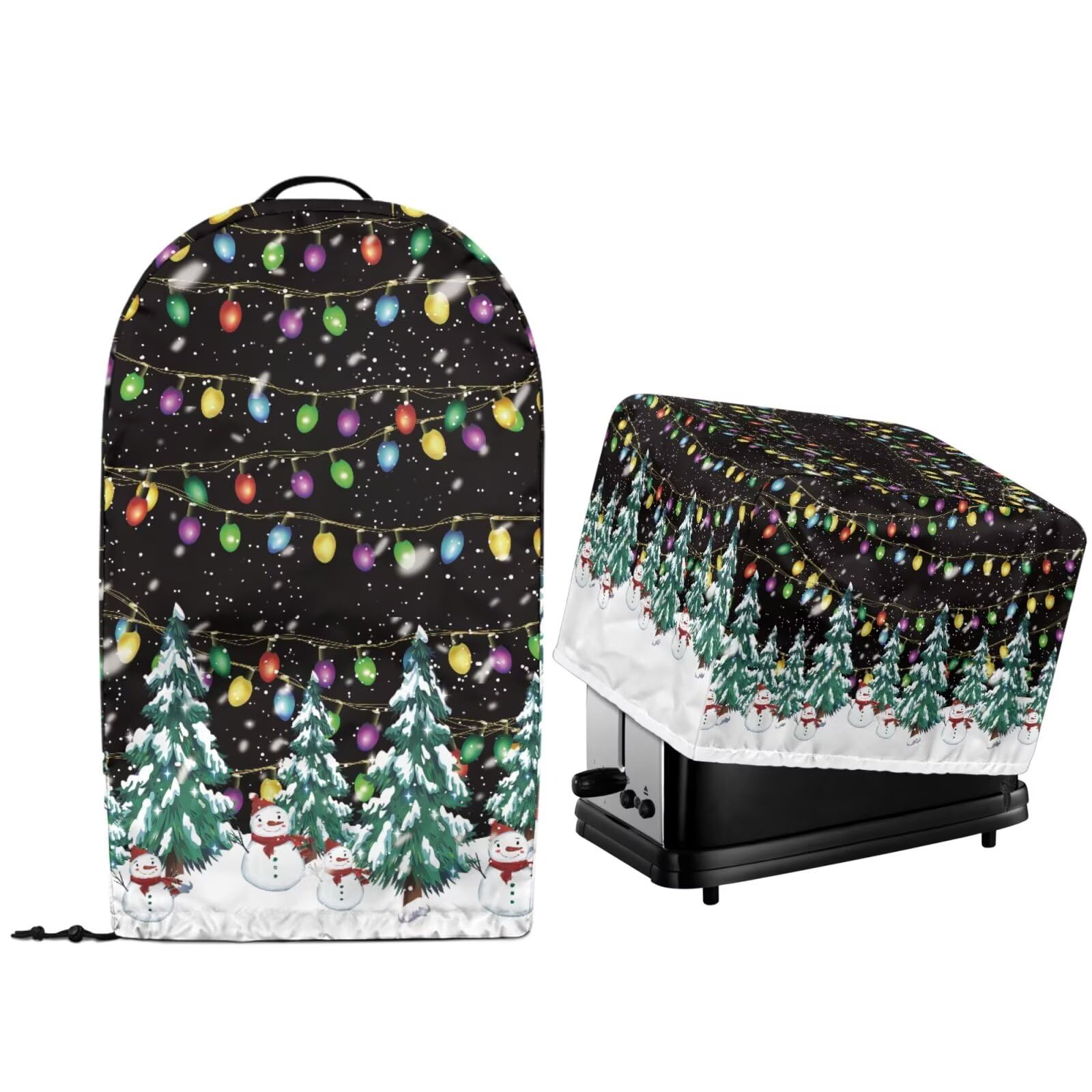 Christmas Snowy Trees Kitchen Small Appliance Dust Covers Set of 2 Stand Mixer Food Processor Blender and Toaster Bread Maker Oven Oil-proof Protector Covers