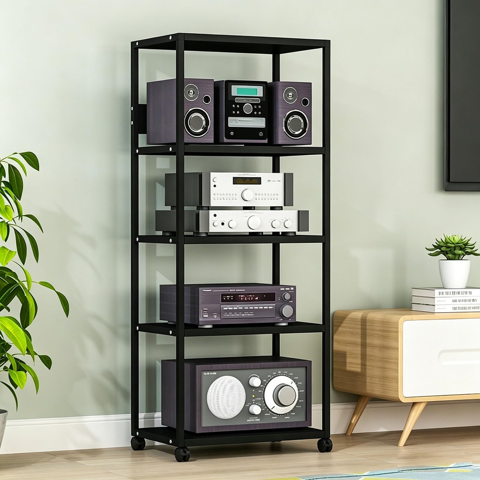 Soporte para medios AV de marco abierto: el mueble con ruedas para tu tocadiscos