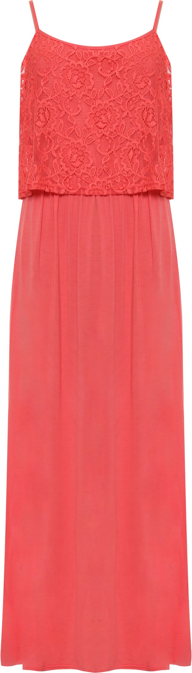 Wearall Women's Coral Plus Long Maxi Dress Strappy Sleeveless Floral Lace Stretch New - 26-28