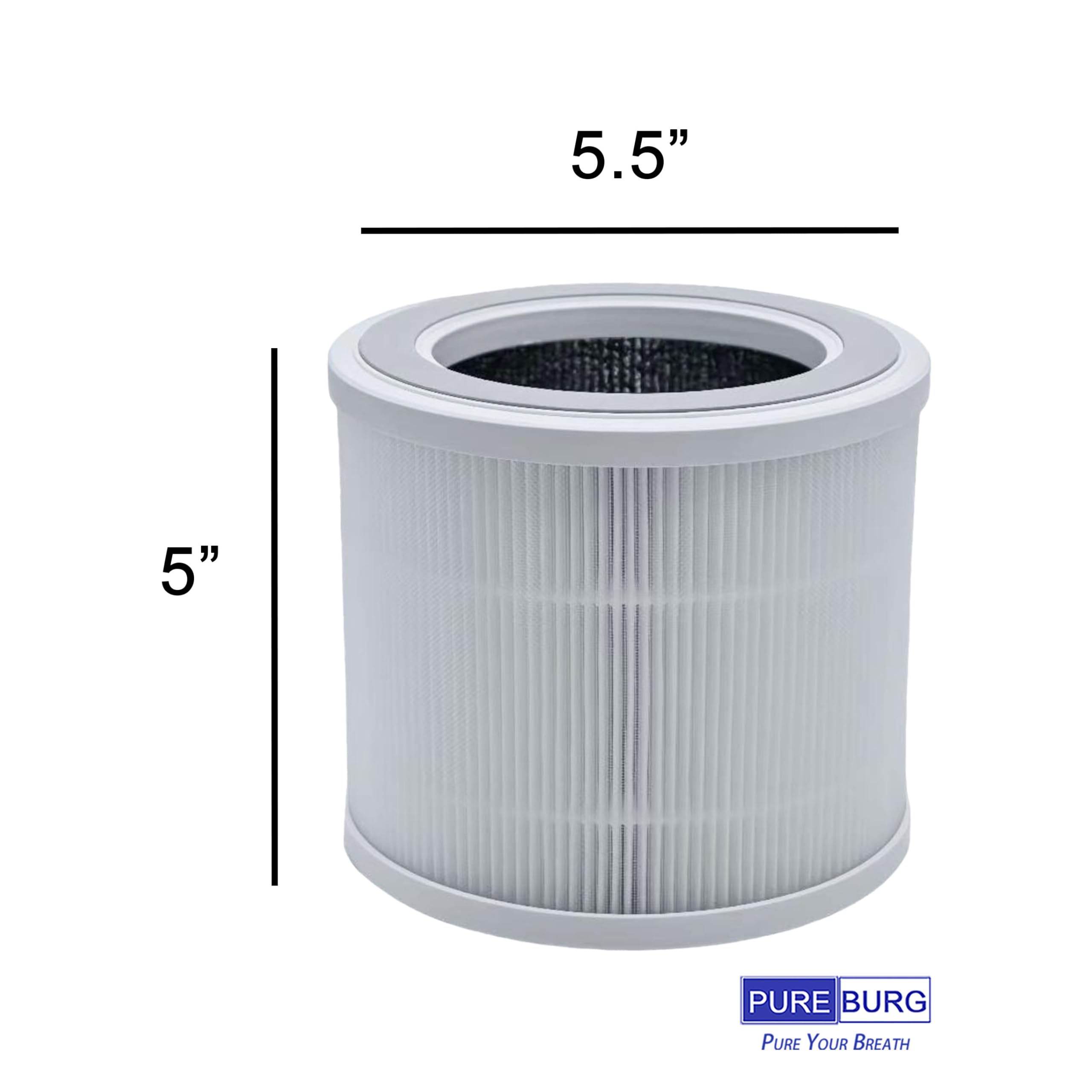 PUREBURG Filtros HEPA compatibles con purificador de aire FULMINARE PU-P07, filtro H13 de 3 etapas, carbón activado 2 en 1, limpieza de aire, polvo, COV, olor PM2.5, humo, paquete de 2