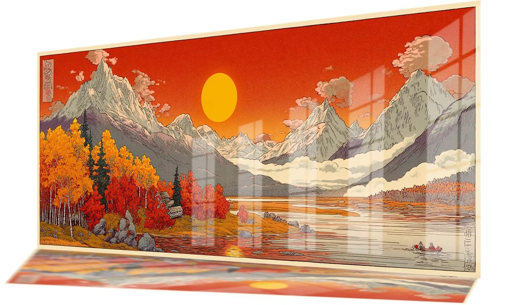 Diamentowe malowanie Japoński Krajobraz Diamentowa Sztuka Rysunki Z Diamentami 90x200 cm, Obraz Diamentowy Pełny Zestaw Haft Krzyżowy DIY Malowanie według numerów, Dekoracje Ścienne Prezenty Zachód