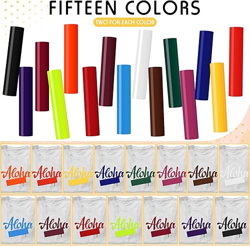 Miniatura 6 de Paquete de 30 hojas de vinilo de transferencia de calor 3D de varios colores, vinilo HTV de 10 x 12 pulgadas, vinilo termotransferible de vinilo