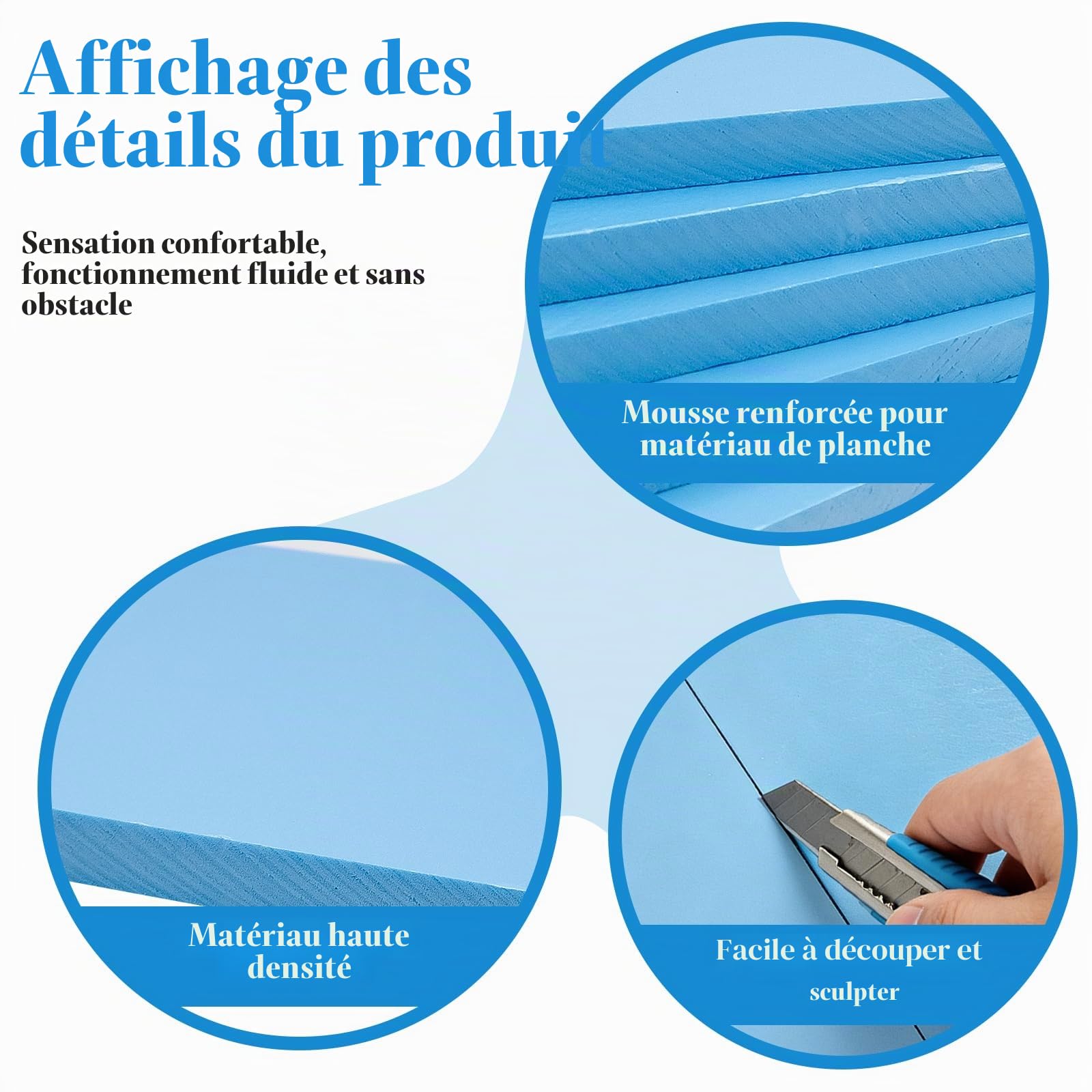 Lot de 5 panneaux en mousse pour travaux manuels, feuille de mousse en polystyrène haute densité de 20 mm d'épaisseur, feuilles de mousse XPS rectangulaires pour projets de modélisme