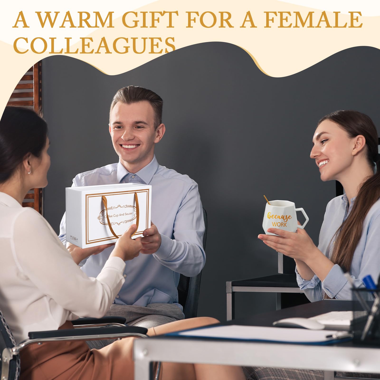 Hushee Boss Lady Chauffe-tasse à café pour femme de 382,7 g avec ensemble de tasses, chauffe-eau électrique avec couvercle, cuillère et dessous de verre pour bureau, maison, cadeau d'anniversaire