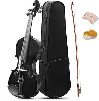 Ktaxon Violin for Beginners, 4/4 Full Size Acoustic Fiddle Kit, Black | Includes Case, Bow, Rosin, For Students Adult Teens, Age 11+