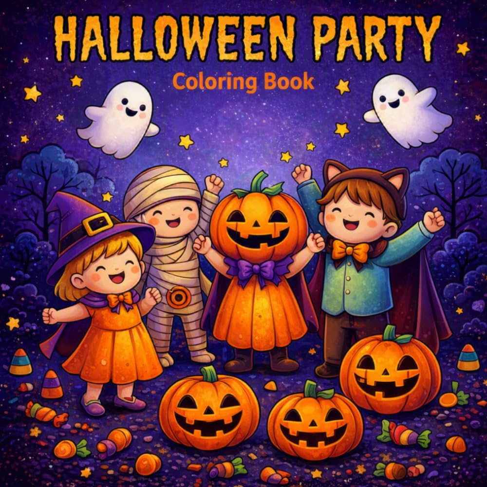 Halloween Party: Trick-or-Treat and Costume Fun to Color