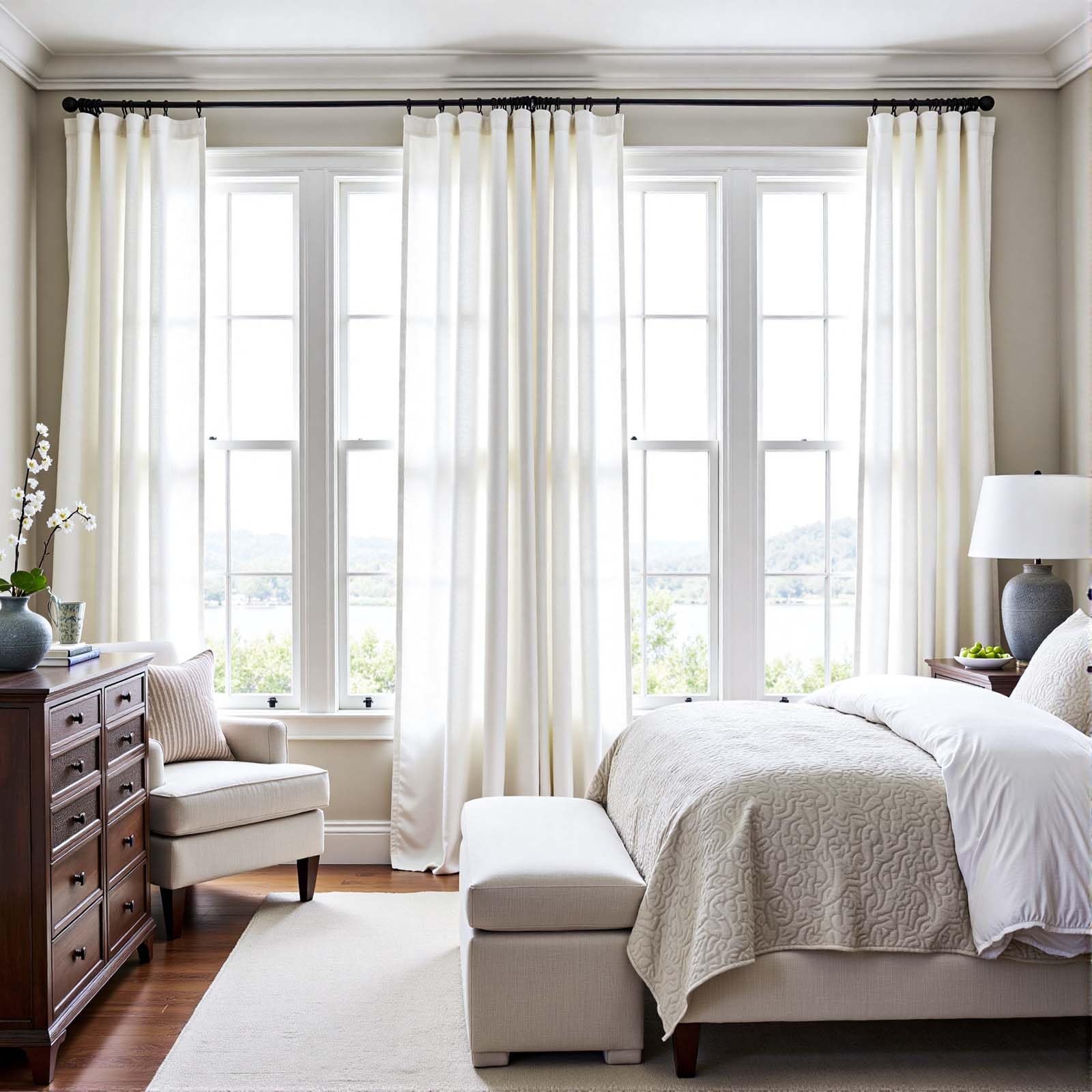 TOPICK Tendaggi con nastro arricciato in lino per soggiorno e camera da letto, tende semi-trasparenti per sistema a binario, stile country, tende con passanti nascosti, set da 2, 140x245 cm