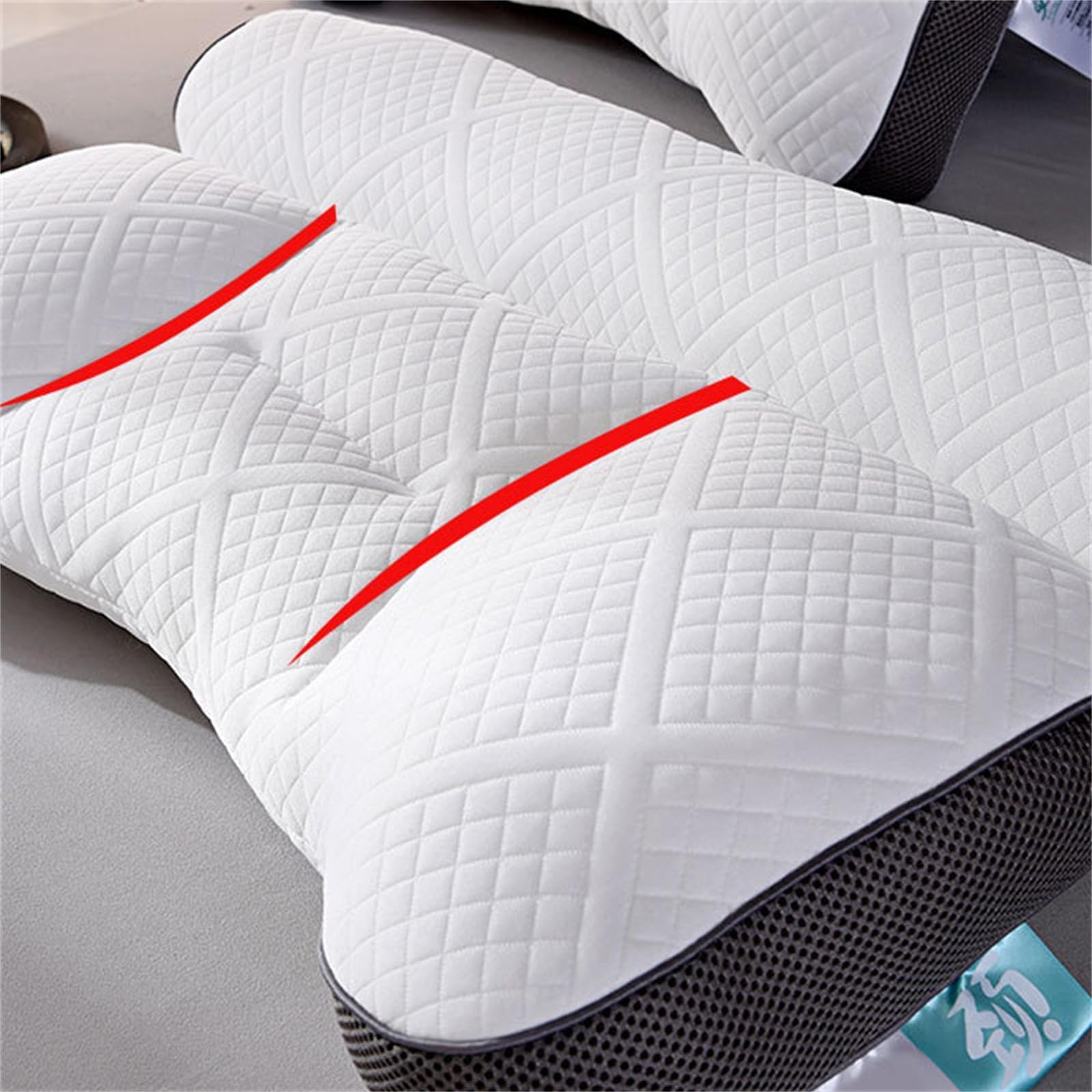 Almohada de plumón de ganso para mejorar el sueño, apoyo cervical, almohada de plumón de ganso cómoda, almohada ortopédica de contorno (2 unidades, azul)