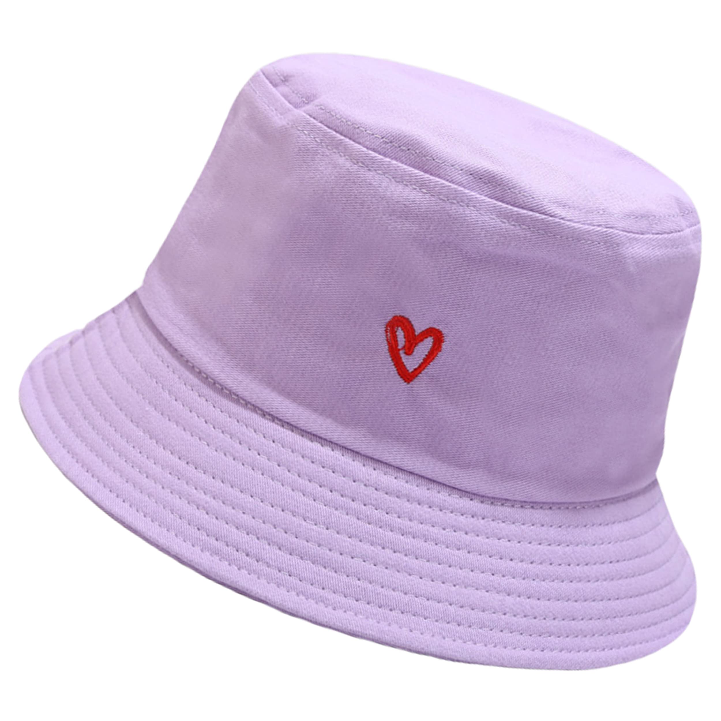 Flower Reversible Bucket Hat Cotton Summer Travel Beach Sun Hats Emboridery for Women Men
