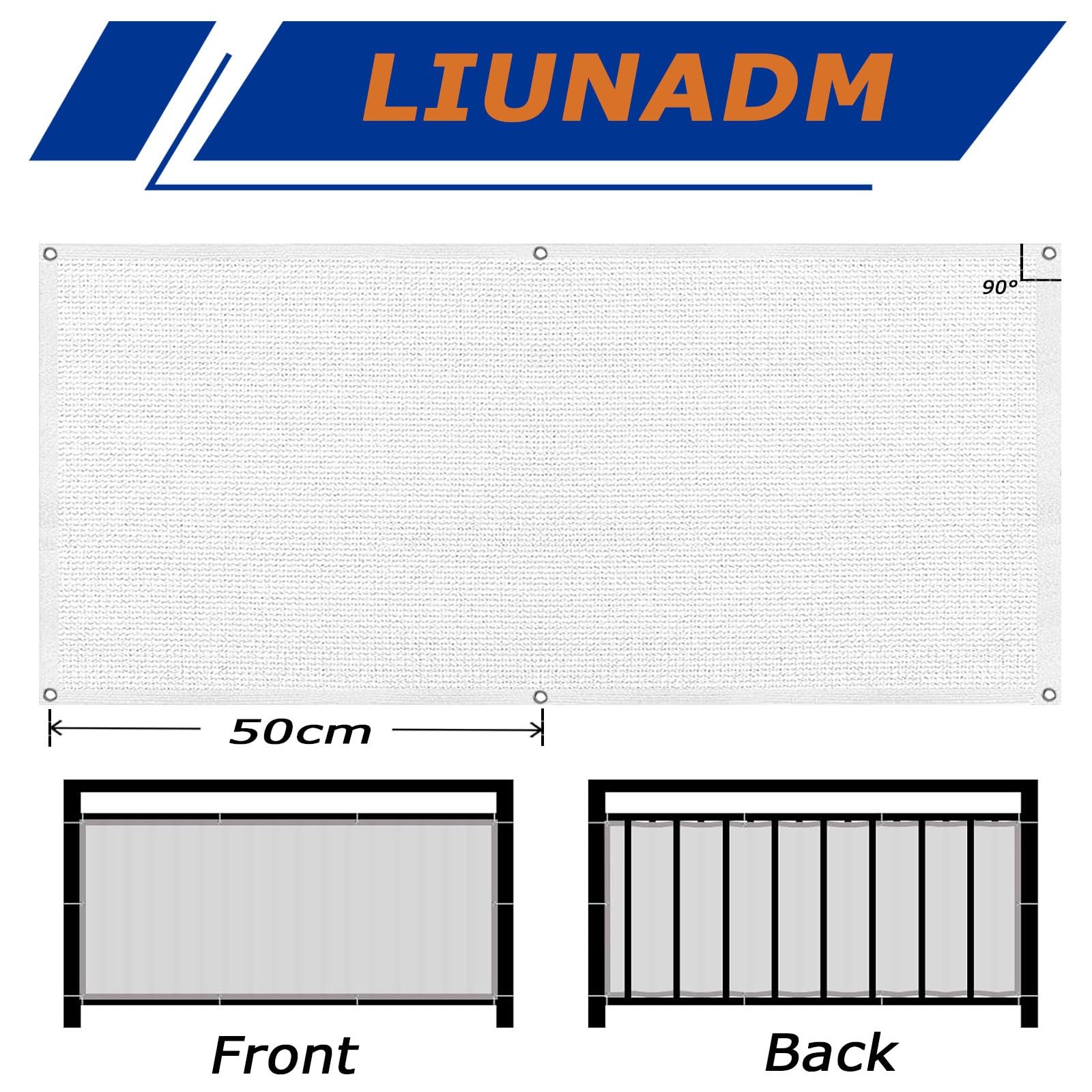 Brise Vue pour Balcon 130 x 300 cm avec Œillets Cordons Ecran de Protection avec Œillets Cordons pour Jardin Balcon, Blanc