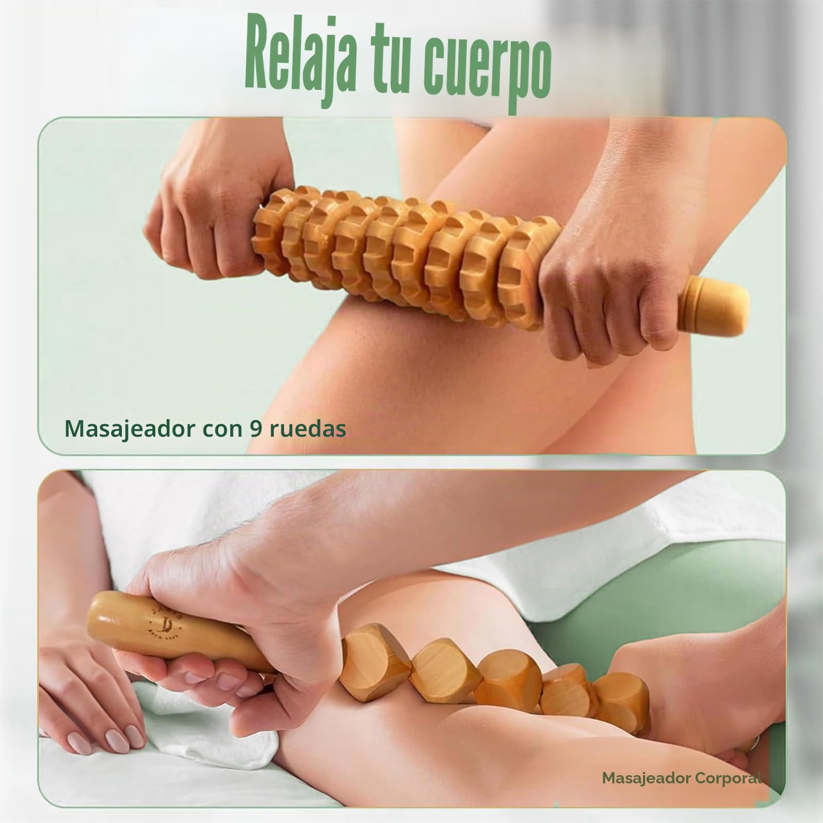 Set de 6 Kit Maderoterapia Corporal, Tratamiento completo de maderoterapia corporal celulitis, rodillo Gua Sha, rodillo de fascia, herramientas de esculpir el cuerpo para dar forma al cuerpo