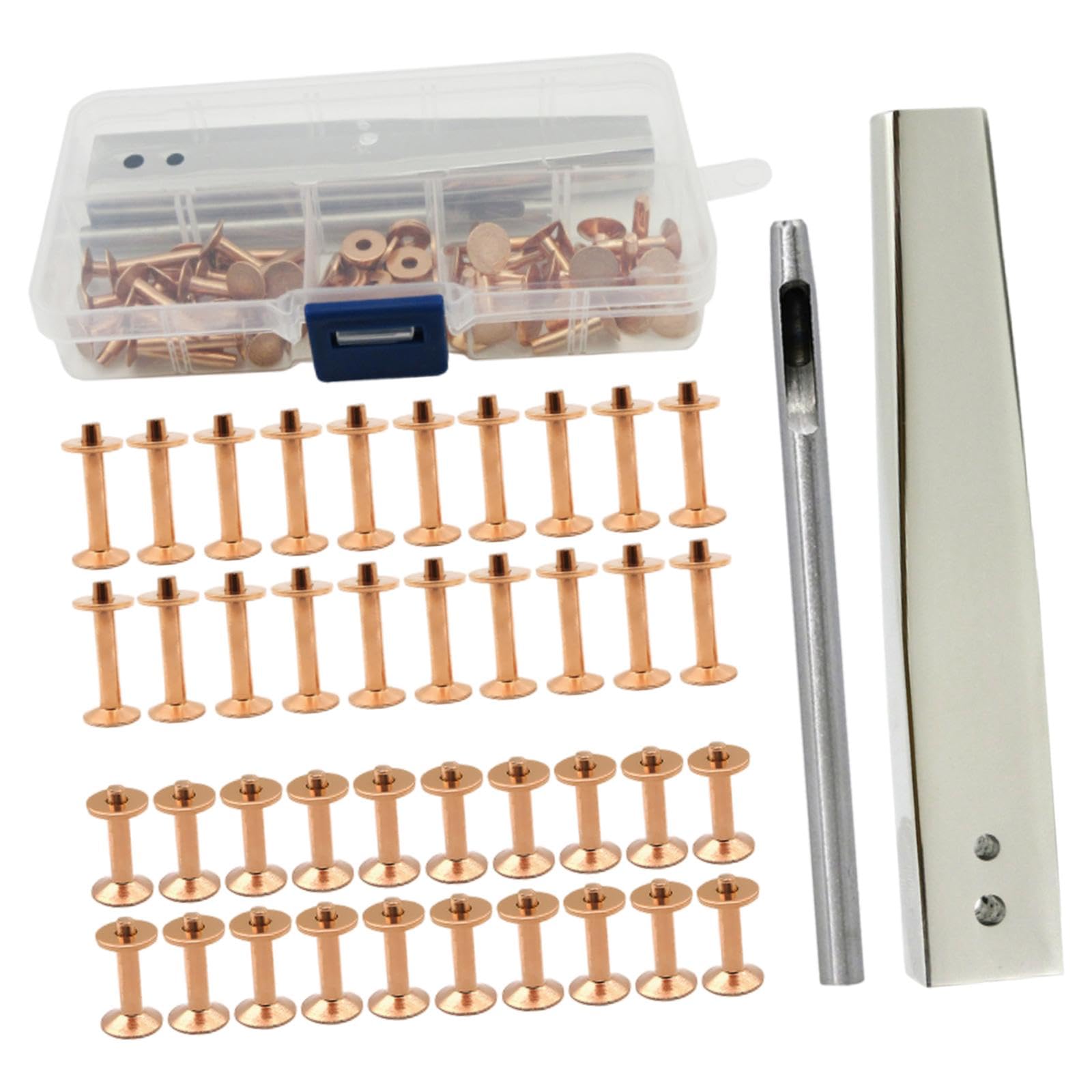 perfeclan Remache Doble Cabeza Kit de Remaches para Cuero Herramienta de Instalación Accesorios Metal Botón Reparación Cinturón Adecuado para Manualidades Ropa, C