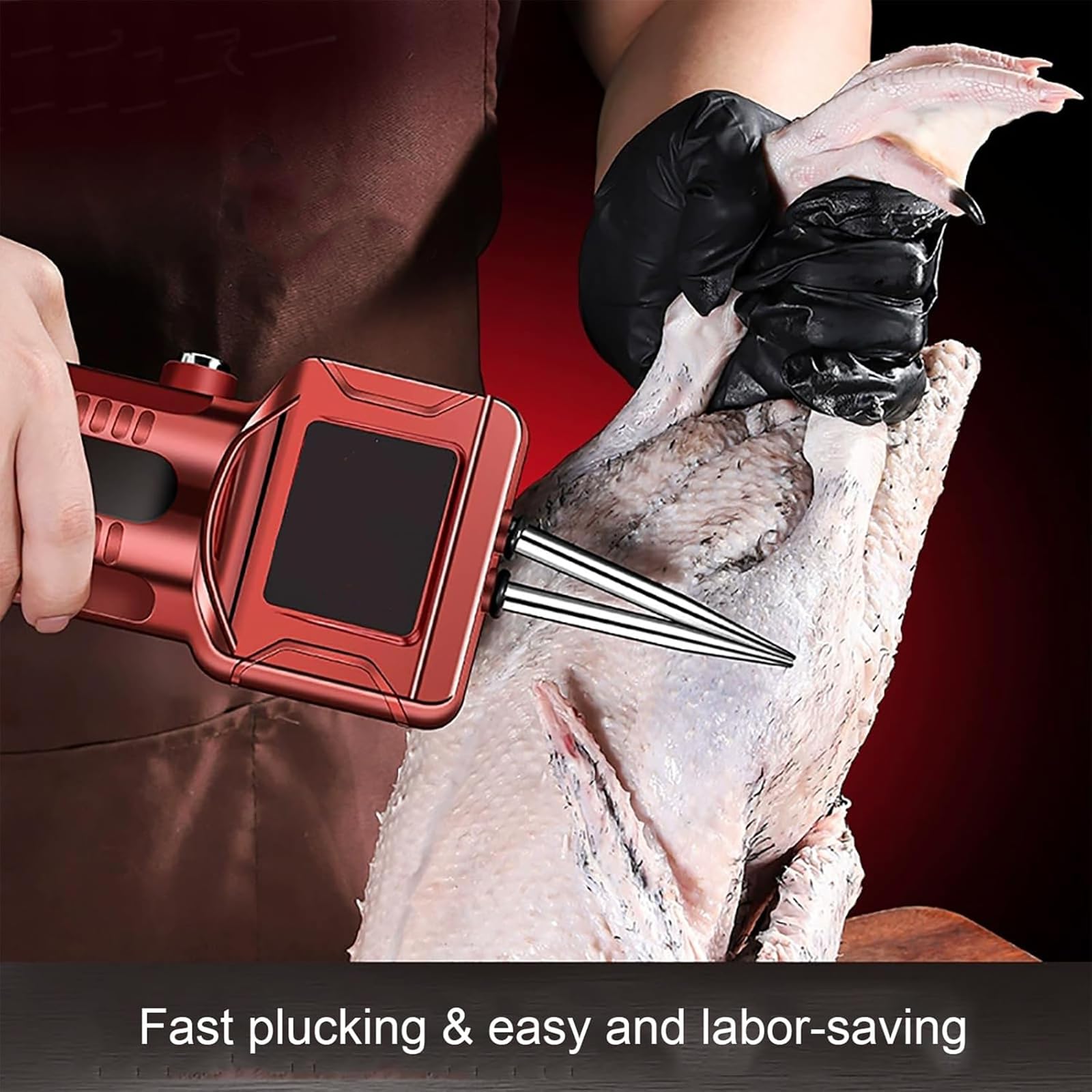 Desplumador eléctrico rápido de aves de corral, máquina de desplumado de pollo de mano, herramienta automática portátil de desplumado de aves de corral, cabeza cónica de acero inoxidable 304 y