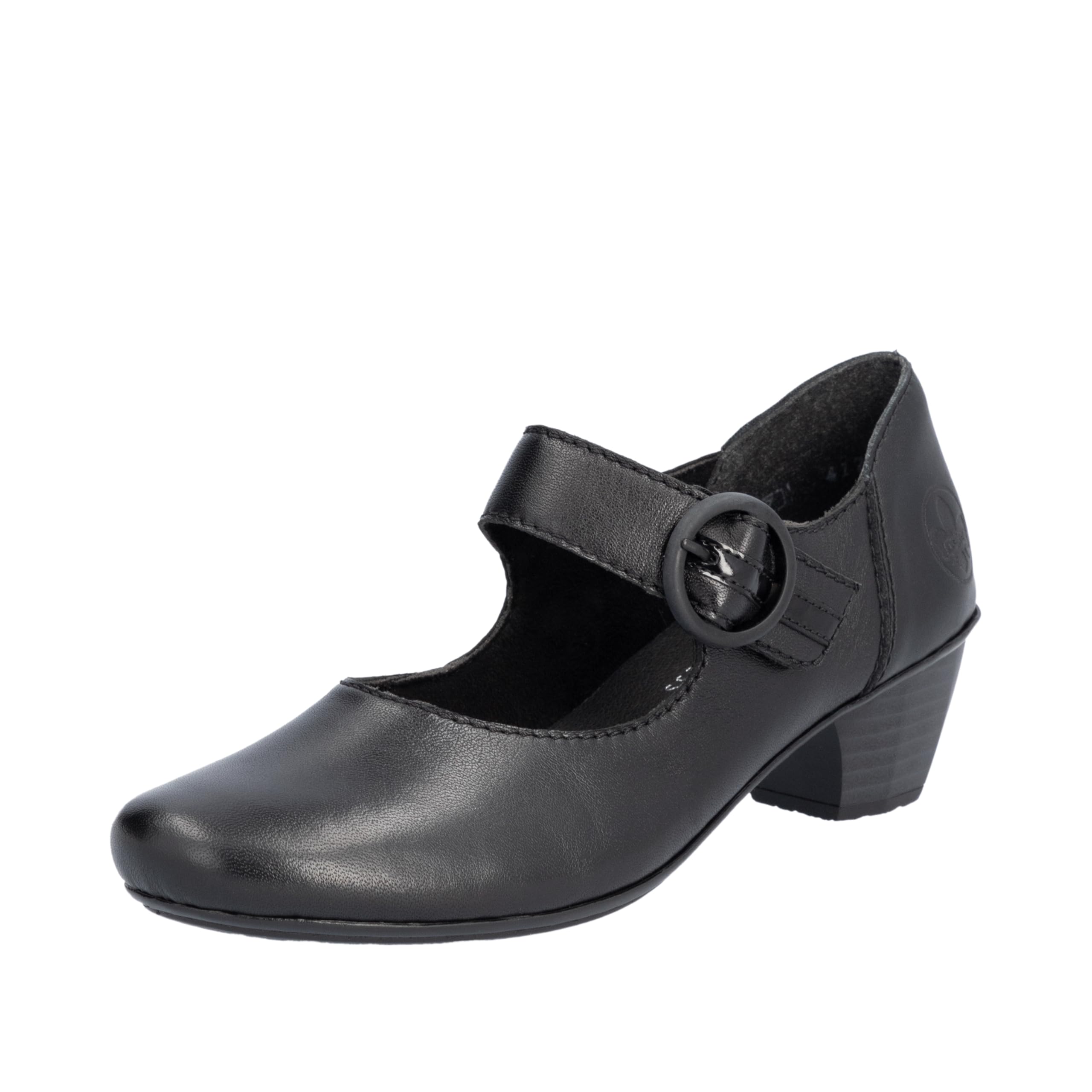 Rieker 41756-00 Black leather Womens Mary Jane Shoes in a Plain Leather in Size 40