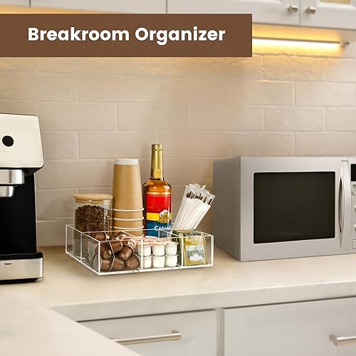 Miniatura 6 de BEYGORM Organizador de estación de barra de café acrílico para mostrador, organizador de refrigerios transparente para la sala de descanso de la