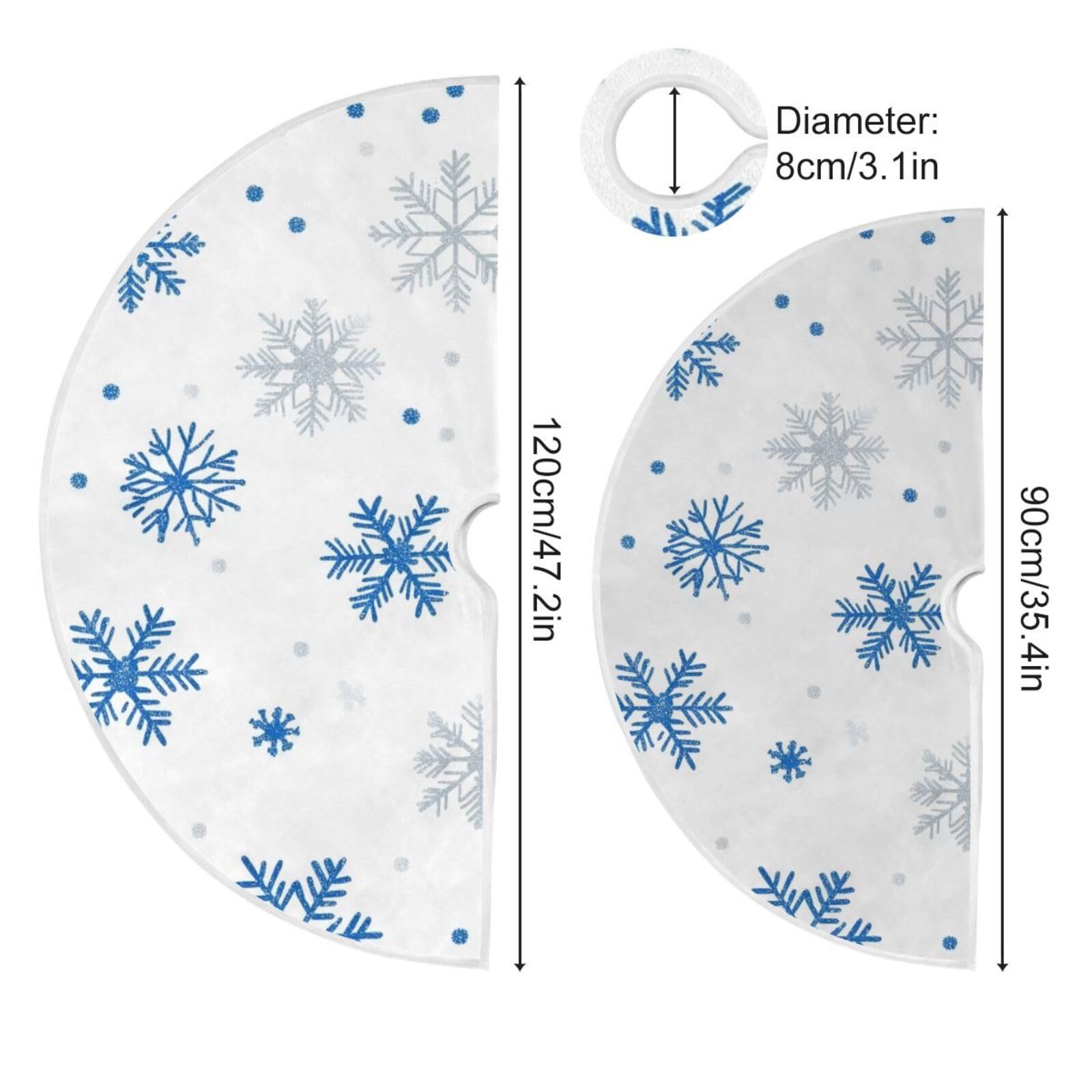 Christmas Tree Skirt Blue Snowflakes Silver Glitter Pattern Xmas Tree Ornaments Christmas Tree Mat for Decorations Holiday Party 120cm - Image 6