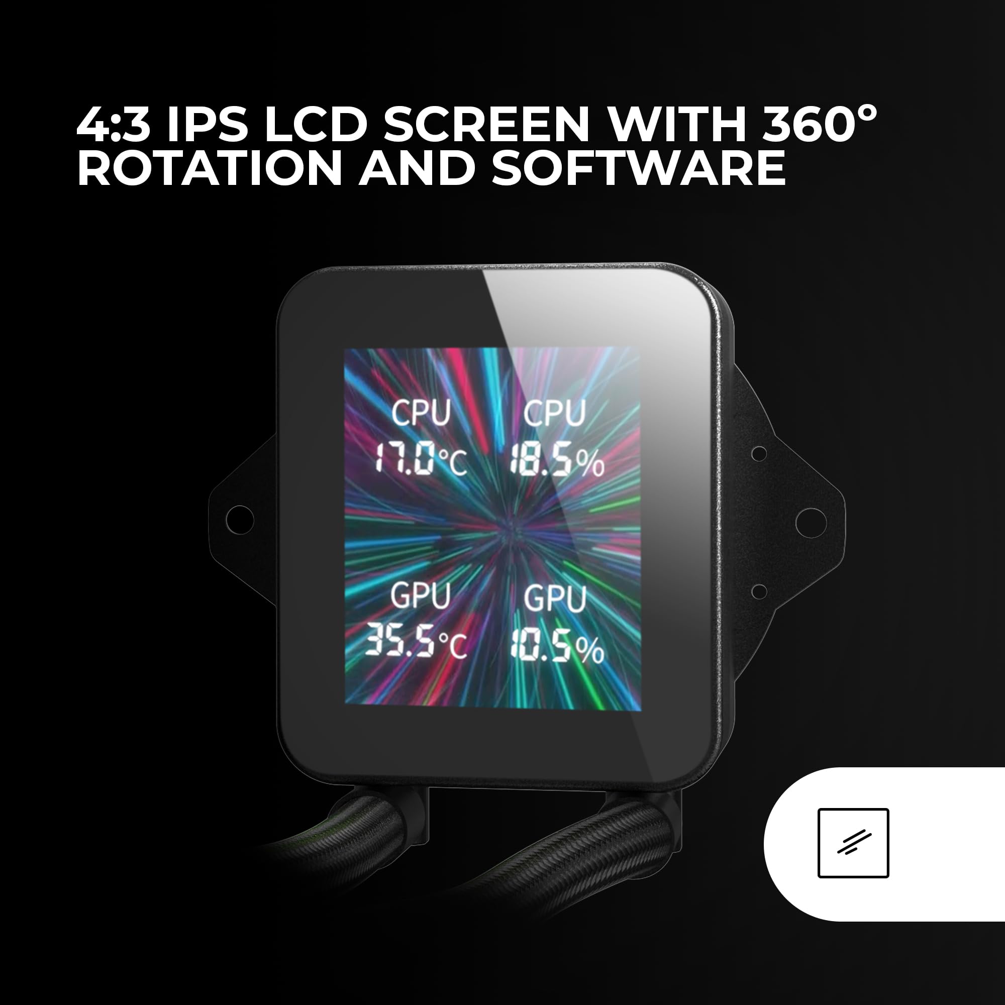 Mars Gaming ML-VISION240, Raffreddamento a Liquido AIO, TDP 500W, 2x Ventole ARGB con Nucleo in Rame e Alluminio FDB, Schermo LCD IPS 4:3 Rotazione a 360° e Software, Multisocket Universale, Nero