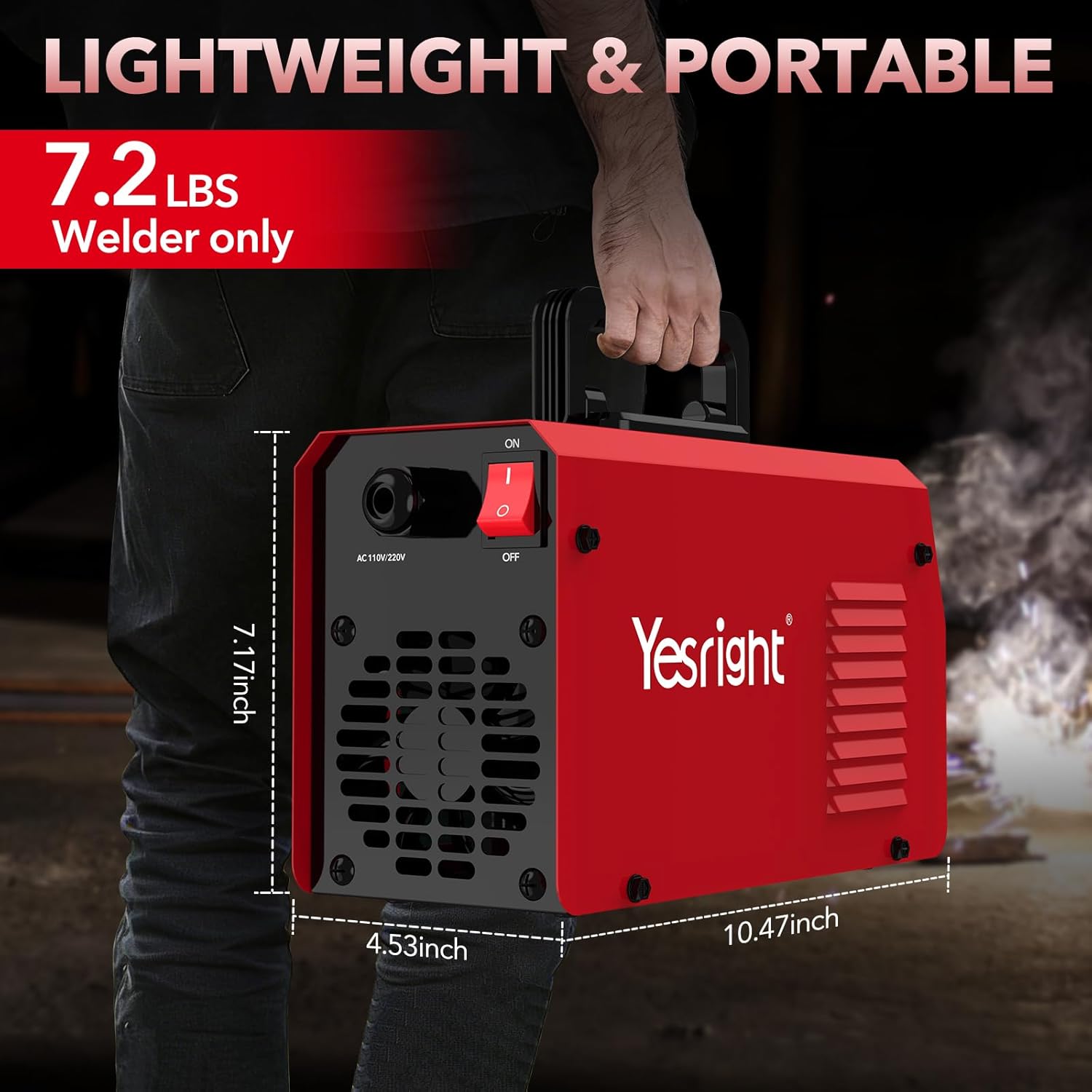 225A Welding Machine 110V/220V Portable Stick Welder with Synergic Control, Small Welder Machine with Hot Start Arc force for Home DIY Handicrafts Maintenance
