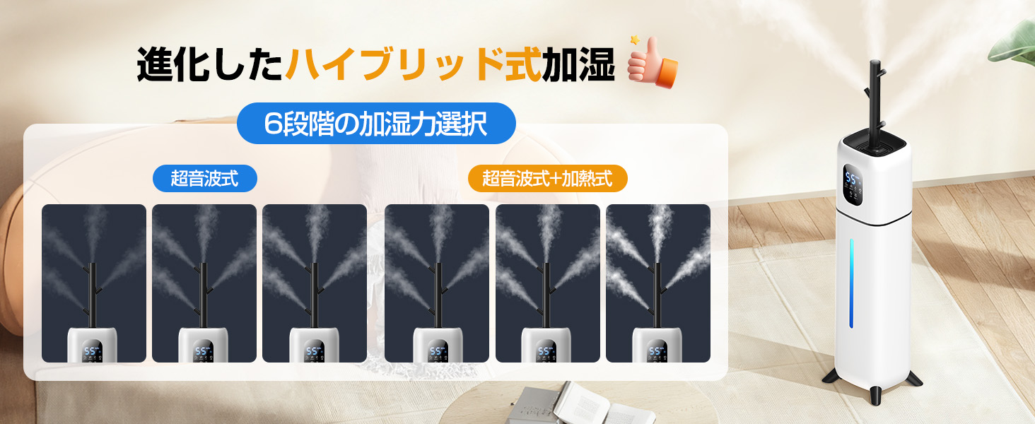 Amazon.co.jp: 【新進化9L大容量 ハイブリッド式加湿器】5重除菌 自動