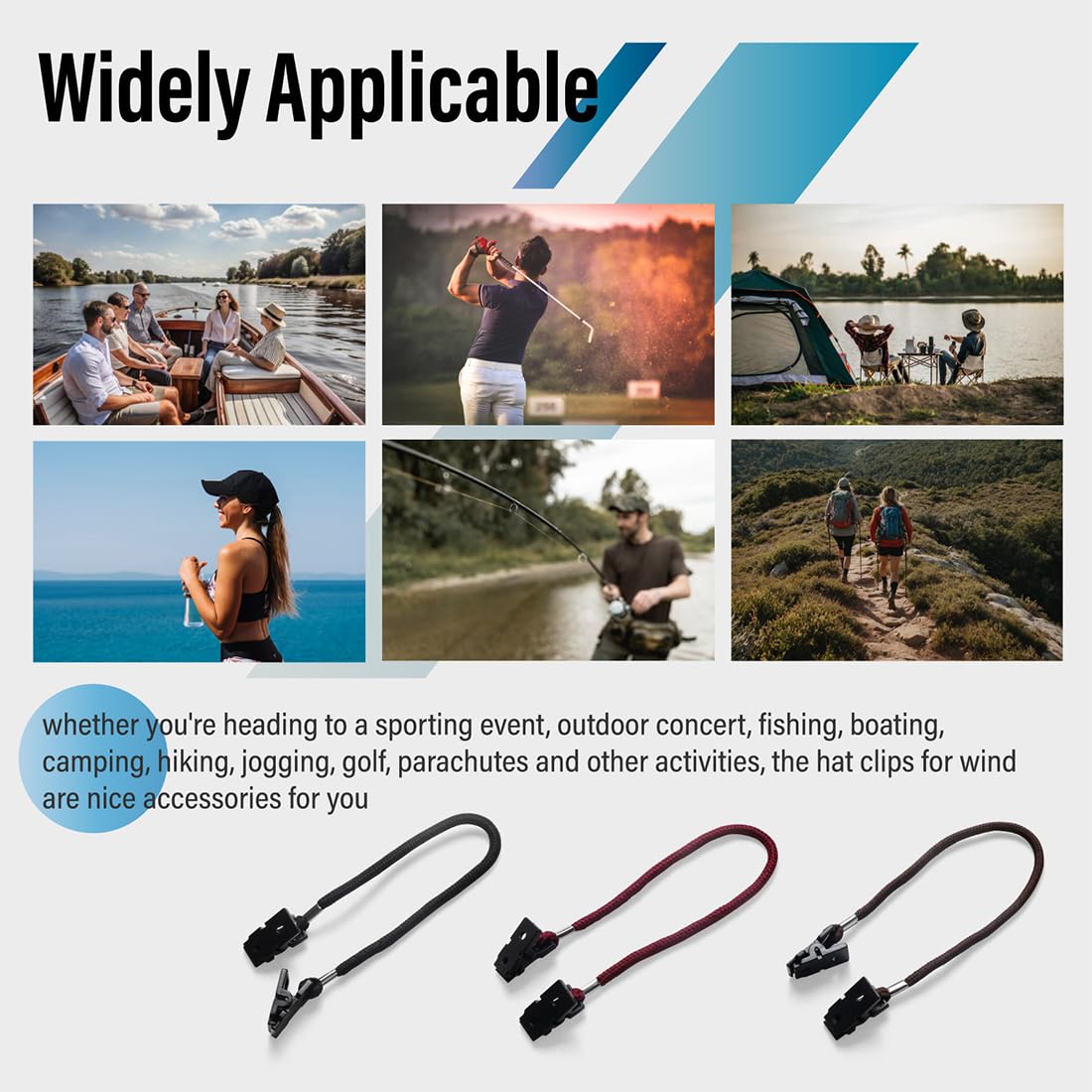 WUSJCOF Paquete de 3 clips de sujeción para sombreros, clips resistentes al viento, para escalada, pesca, navegación, golf y senderismo