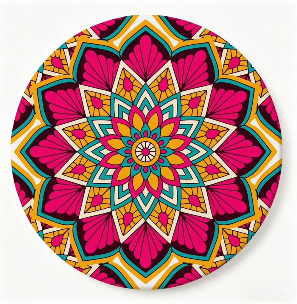 Pink Floral Boho Coasters for Bedroom Vanity, Fuchsia Harmony Mandala Absorbent Ceramic Pads, 6 Pack Aesthetic Gift for Her image 4