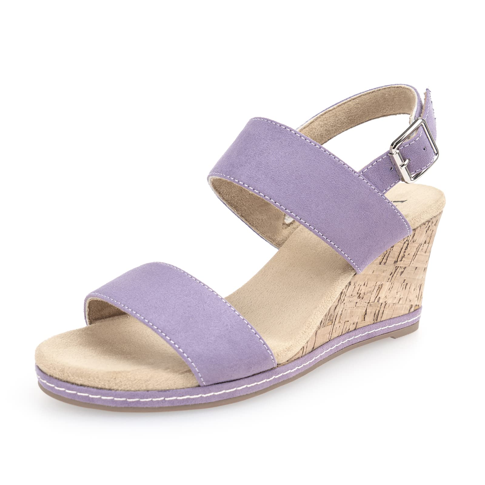 VJH confort Women's Wedge Sandals Buckle Straps Cork Platform Comfort Slingback Dress Open Toe Sandals