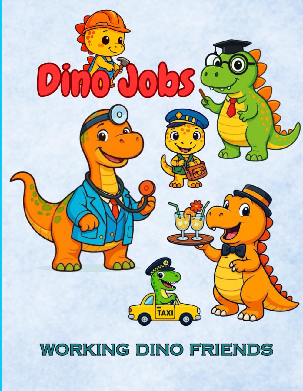 Dino Jobs- Working Dino Friends, Dinosaurs, Fun Coloring Book: Fun Dinosaur Jobs Scenes for Kids Ages 6-12 (Dino Work Coloring Adventures) (Happy Dino World - A Fun Coloring Book For Kids)