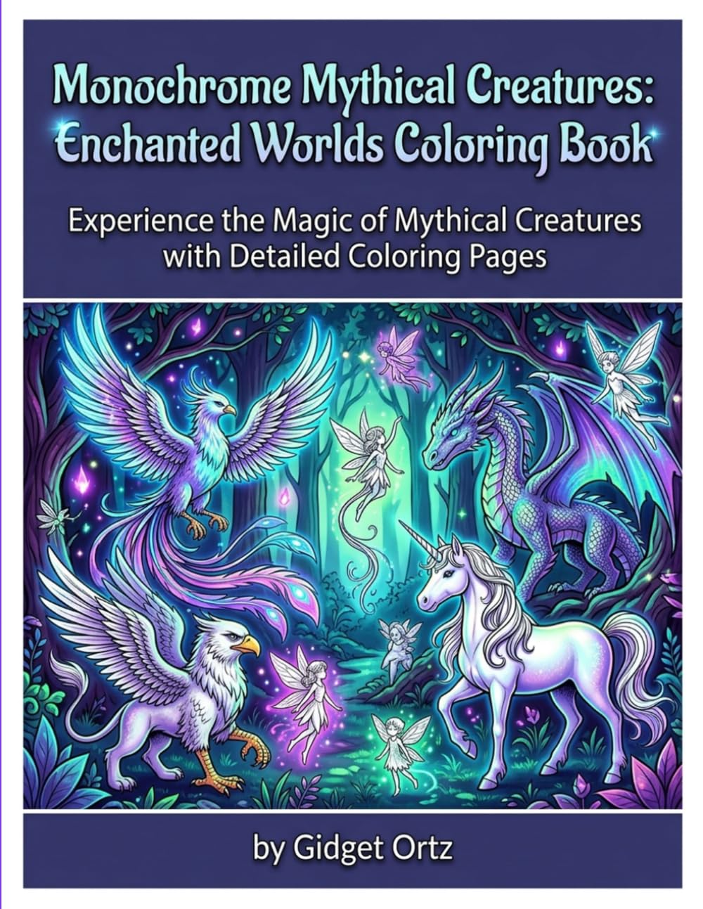 Monochrome Mythical Creatures: Enchanted Worlds Coloring Book