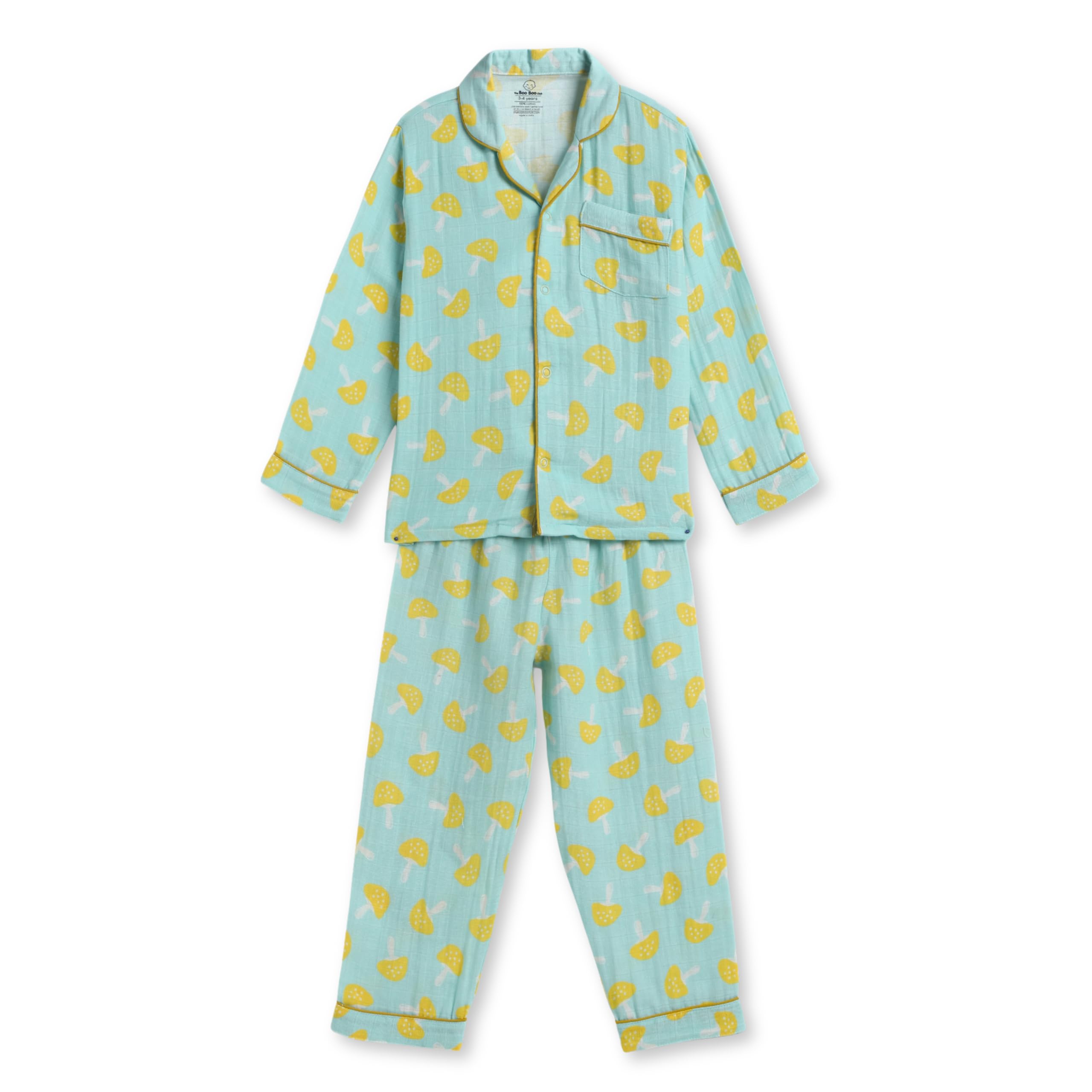 the boo boo club Stylish Mushroom Print Muslin Night Suit | Soft, Breathable Fabric for Sensitive Skin | Flexible Relaxed Fit Pyjama Sets for All Seasons | for Boys and Girls-picture-38