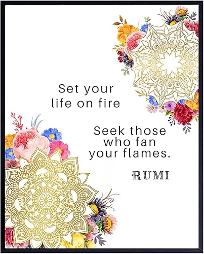 Miniatura 1 de Rumi Quote - Zen Wall Decor - Namaste Lotus Mandala Wall Art - Motivational Inspirational Positive Quote Spiritual Buddhist Gift for Women - 8x10