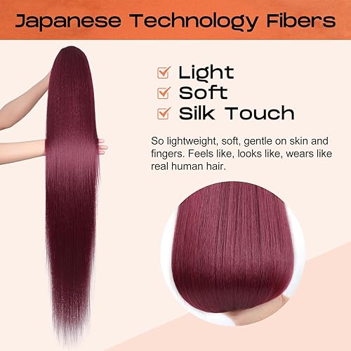 Miniatura 2 de SEIKEA - Extensión de cola de caballo de 36 pulgadas de largo, lacio, con cordón, multicapas, ligera, suave, resistente a los enredos, extensiones