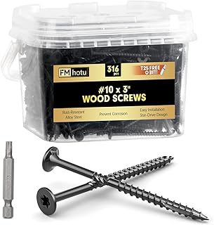 #10 x 3” Deck Screws, 316Pcs Star Drive Wood Screws, Rust Resistant Timber Screws for Timber/Log/Landscaping Wood, T25 Star Bit Included, Black