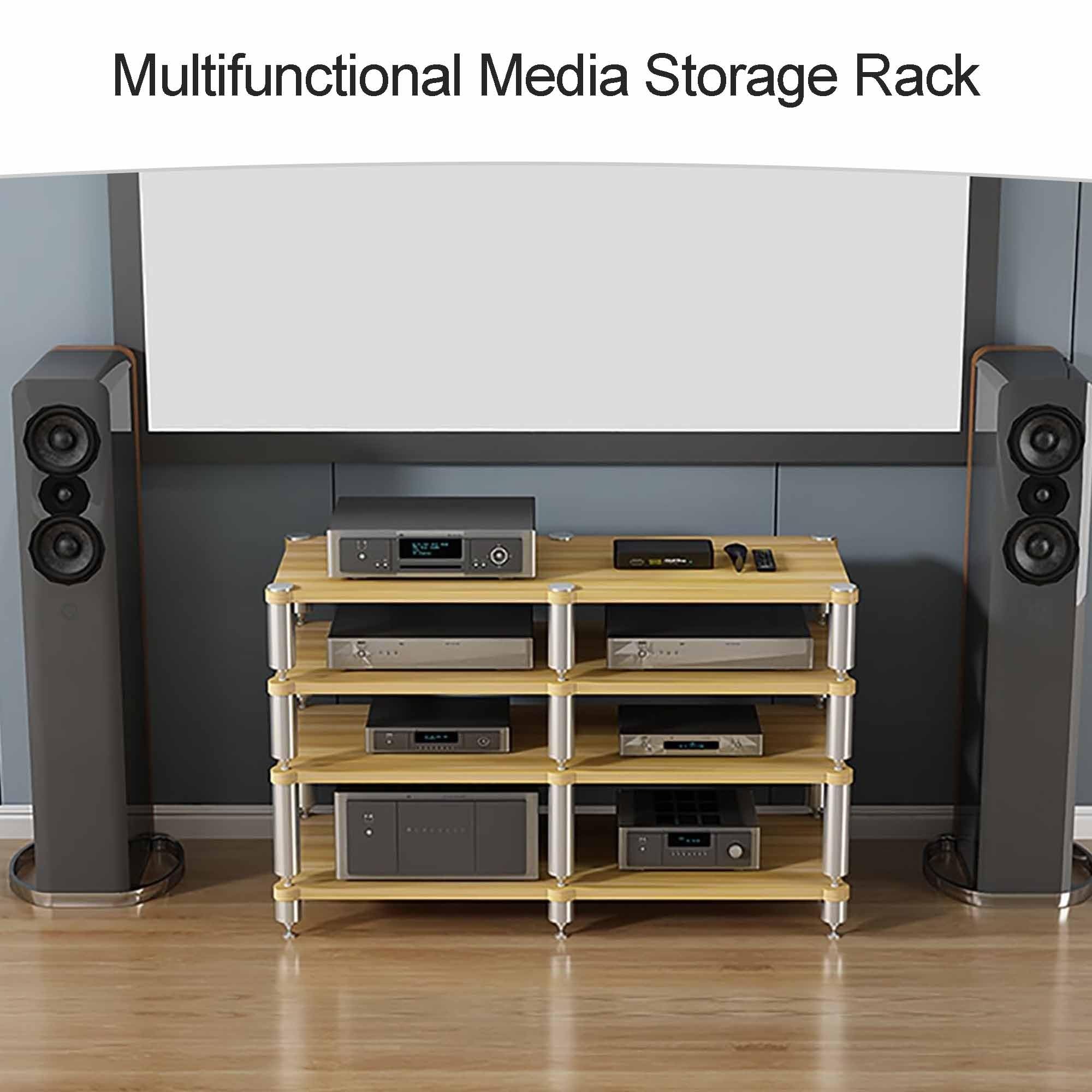 Medienschrank Ständer mit Gaming-Regal für DVD-Player und Spielekonsolen-Aufbewahrung, multifunktionales Audio-Rack-Turm mit Projektorregal : 
