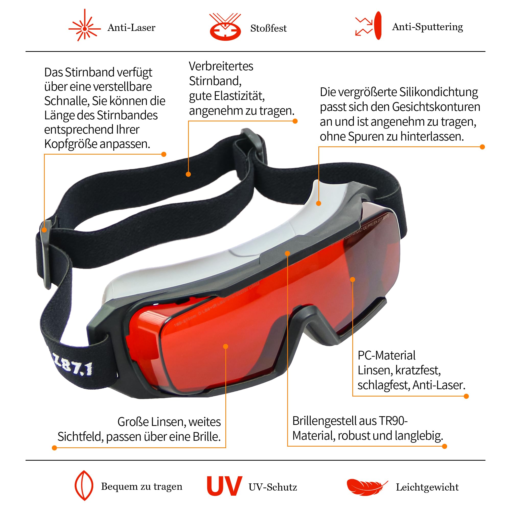 OD6+ gafas láser profesionales 532nm, seguridad 180-540nm, láseres verdes, gafas láser UV/violeta y azul, gafas de blanqueamiento láser con láser, luz fría