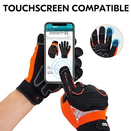 Miniatura 6 de Vgo... 1 par de guantes de trabajo de seguridad, guantes de mecánico, guantes de impacto, guantes antivibración, guantes de aparejo, resistentes