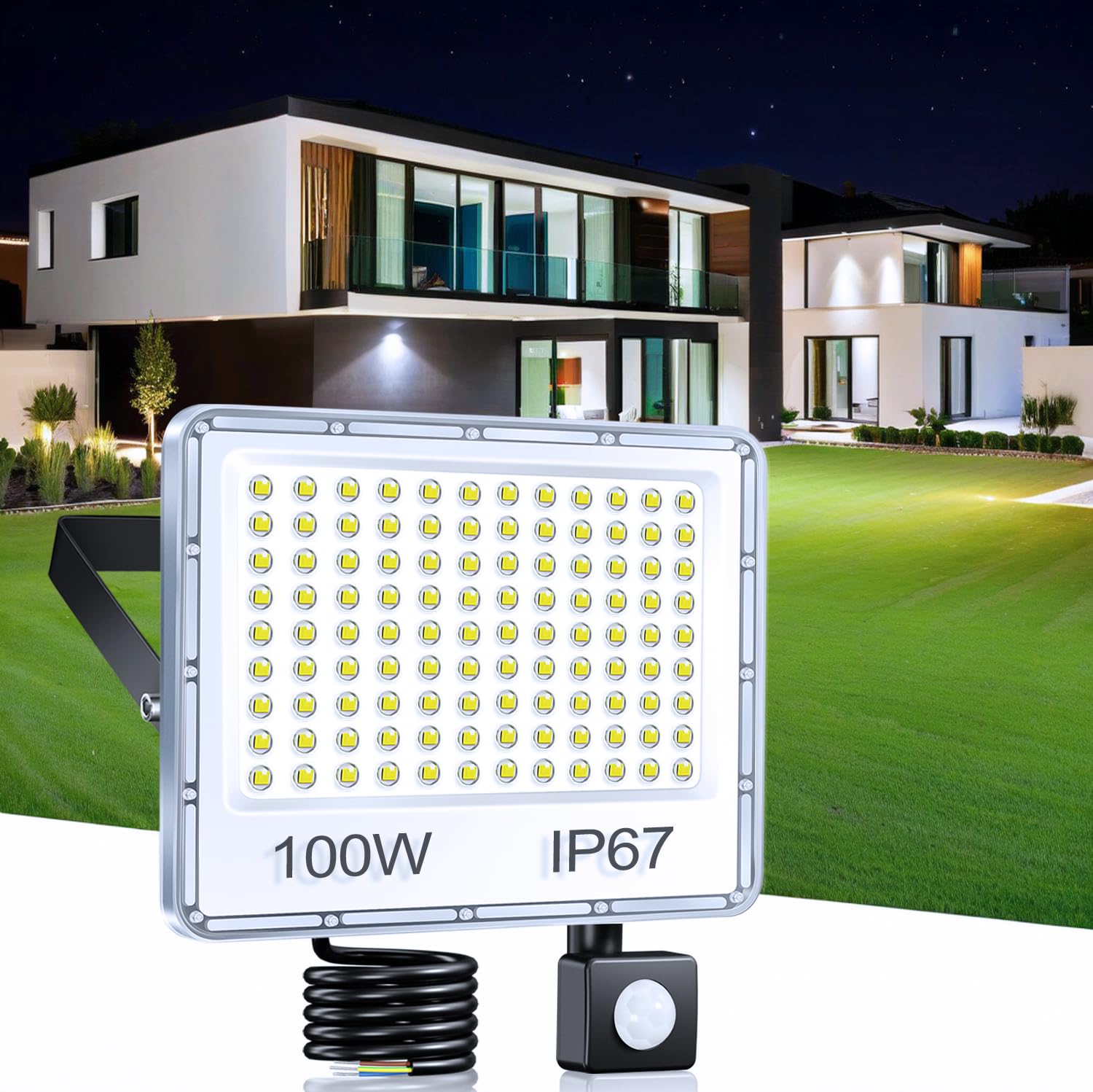 TASINUO LED Strahler mit Bewegungsmelder Außen 100W 10000LM