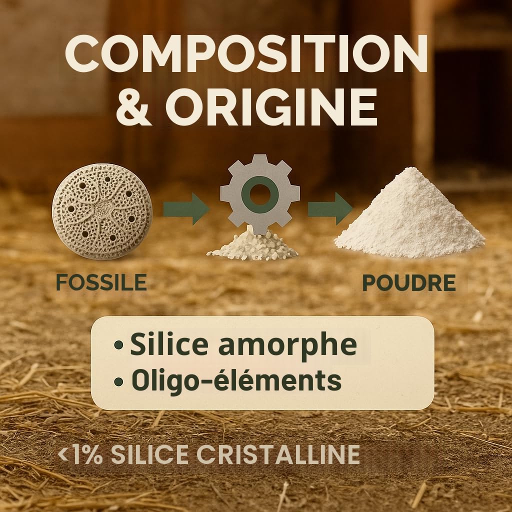 GiDeli Terre de diatomée pour poulets et jardin - Poudre de silicate amorphe à base d'algues fossiles - Haute absorption, comme additif de litière et pour le bain de sable - 5 kg