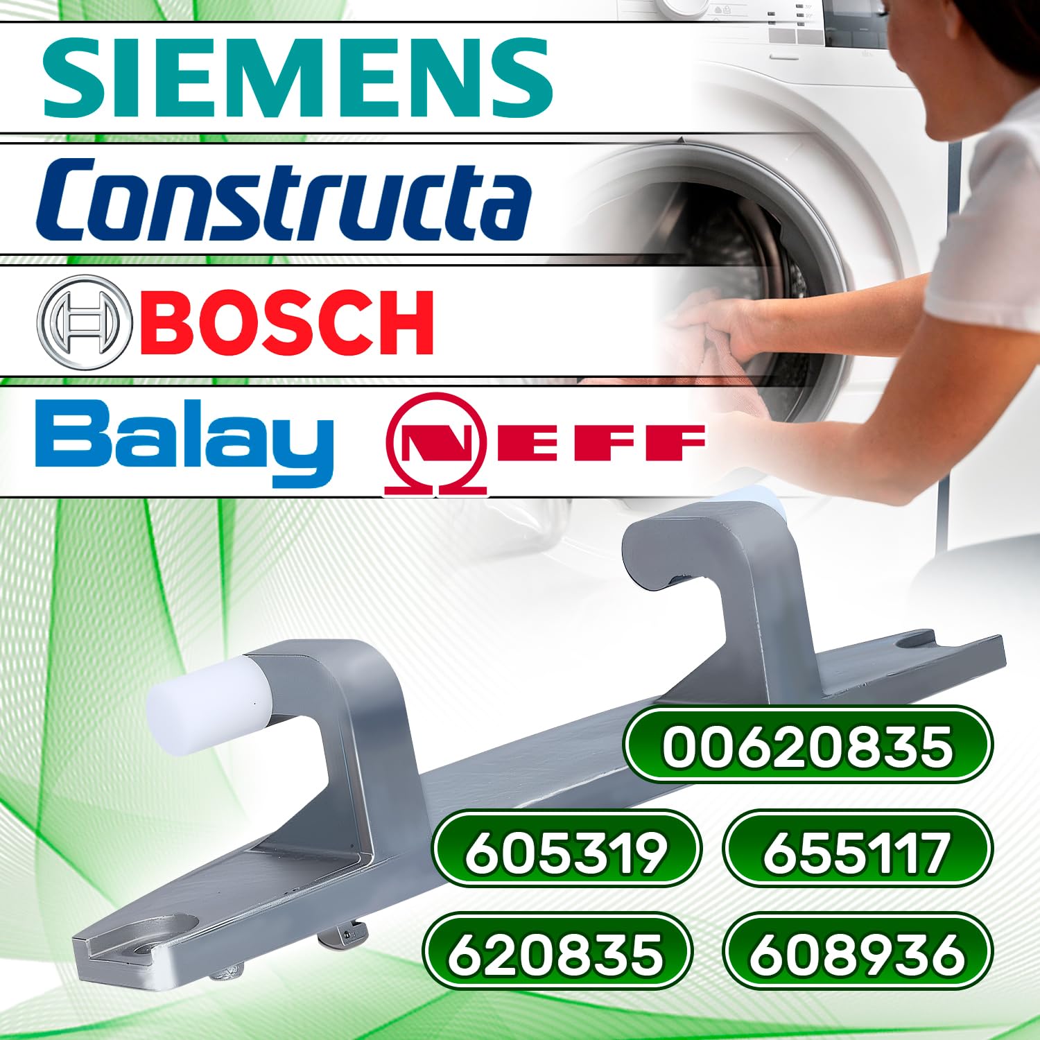 LICHTBLAU Cerniera Oblò Lavatrice 620835 00620835 Compatibile Bosch Siemens Neff Constructa Balay Pitsos Profilo Ricambio Porta Lavatrice