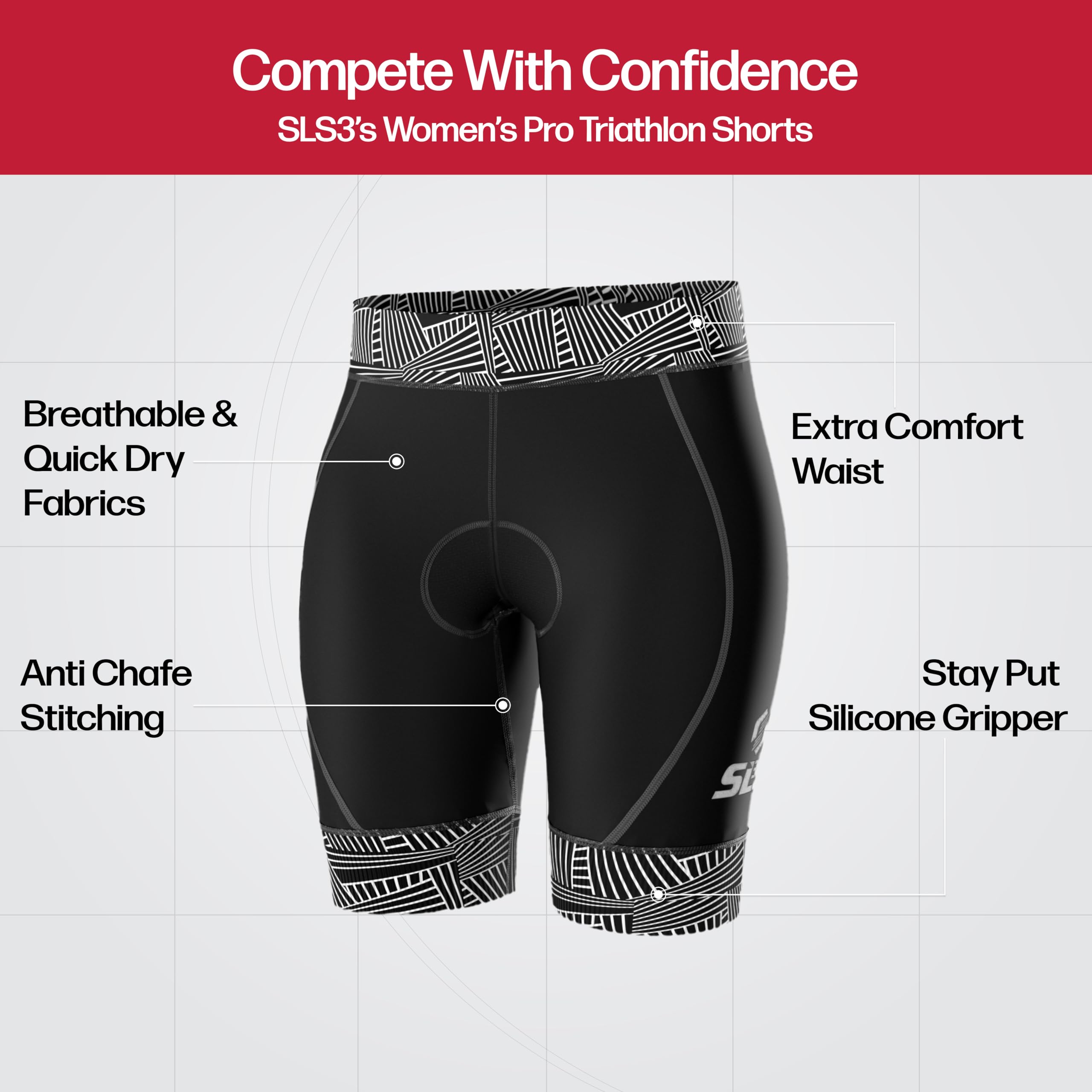 SLS3 Triathlon Shorts Damen – Bequeme Tri Hose für Athletinnen Aller Leistungsstufen, Schlanke Sportliche Passform
