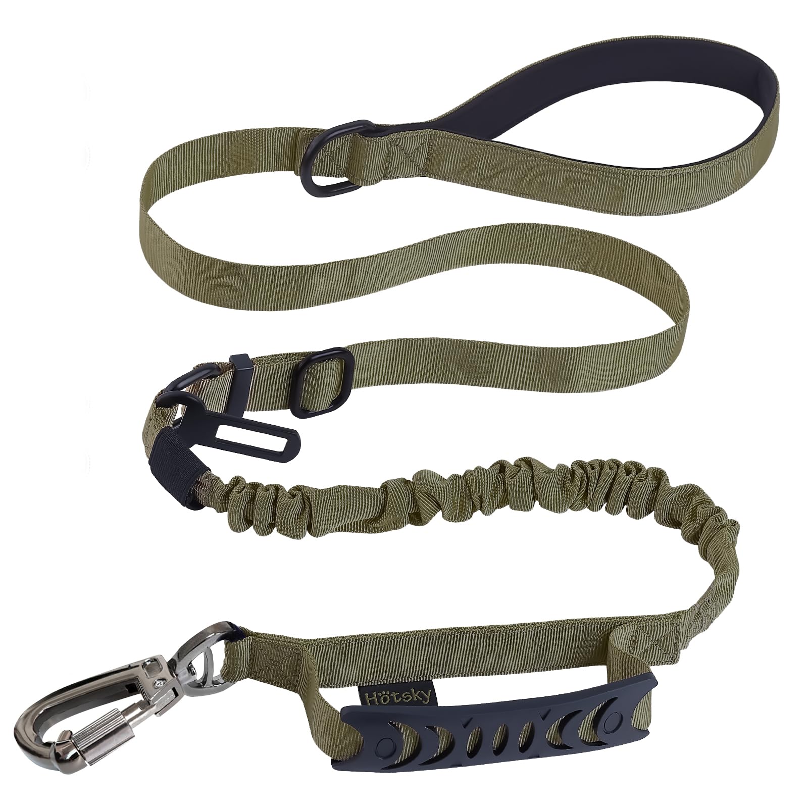 Hotsky Tactical Bungee Shock Absorbing No Pull Dog Leash,Army Green,4-6FT