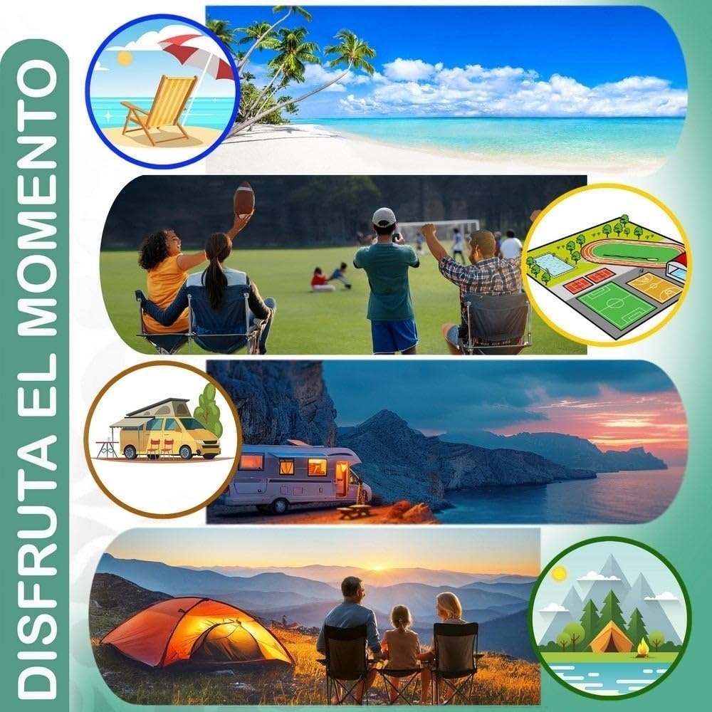 LOLAhome Pack 2 sillas Playa y Camping Plegables con Cierre de Seguridad, Estructura Acero Pintura Epoxi anticorrosión, Tejido textileno Transpirable de Rayas Multicolor, Respaldo Alto Mono-posición