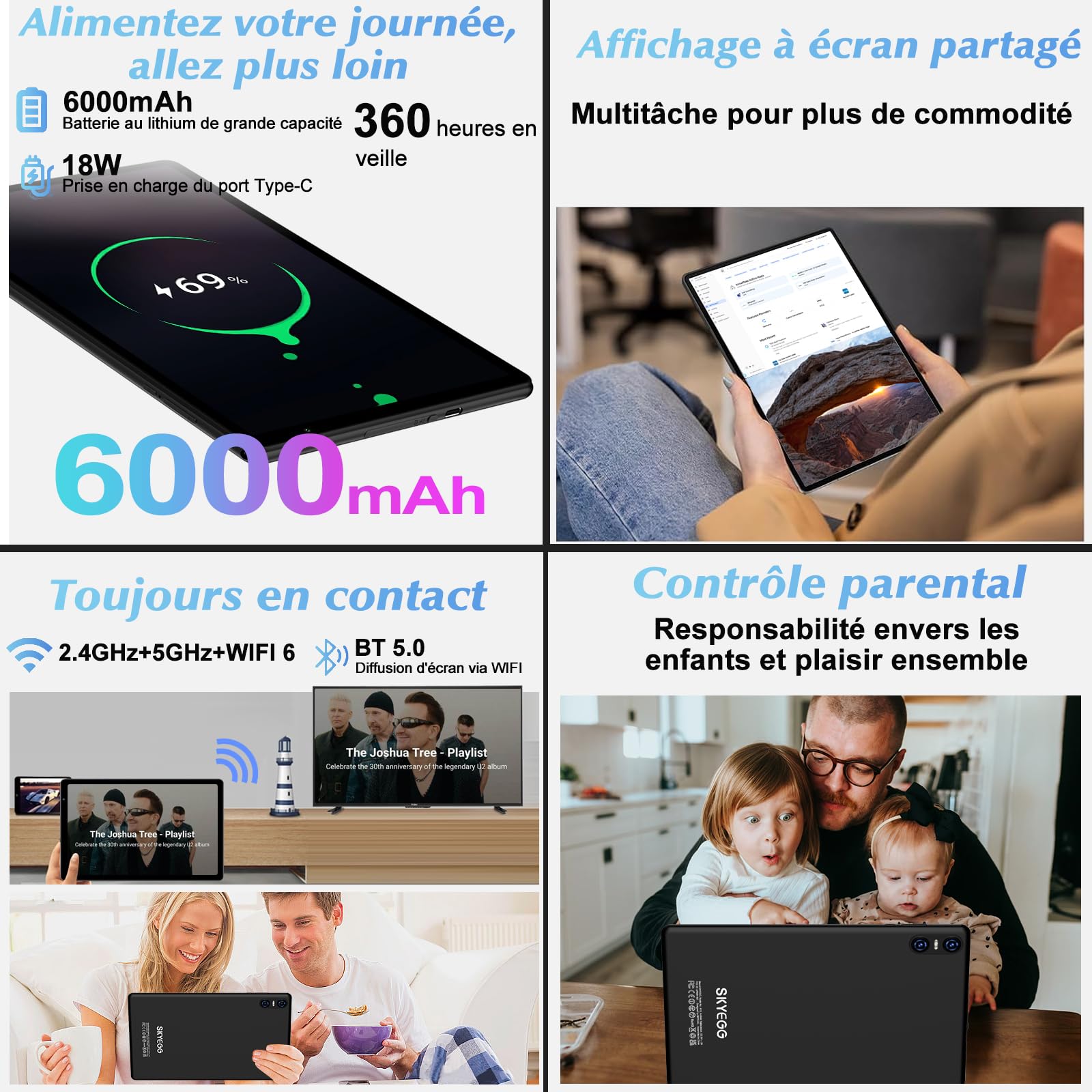 Tablet 10 Pulgadas Android, 20GB RAM + 128GB ROM (Ampliable hasta 1TB), Widevine L1, WiFi 6, Batería 6000mAh, con Funda – Ideal para Estudio, Trabajo y Entretenimiento – Negro Estrella