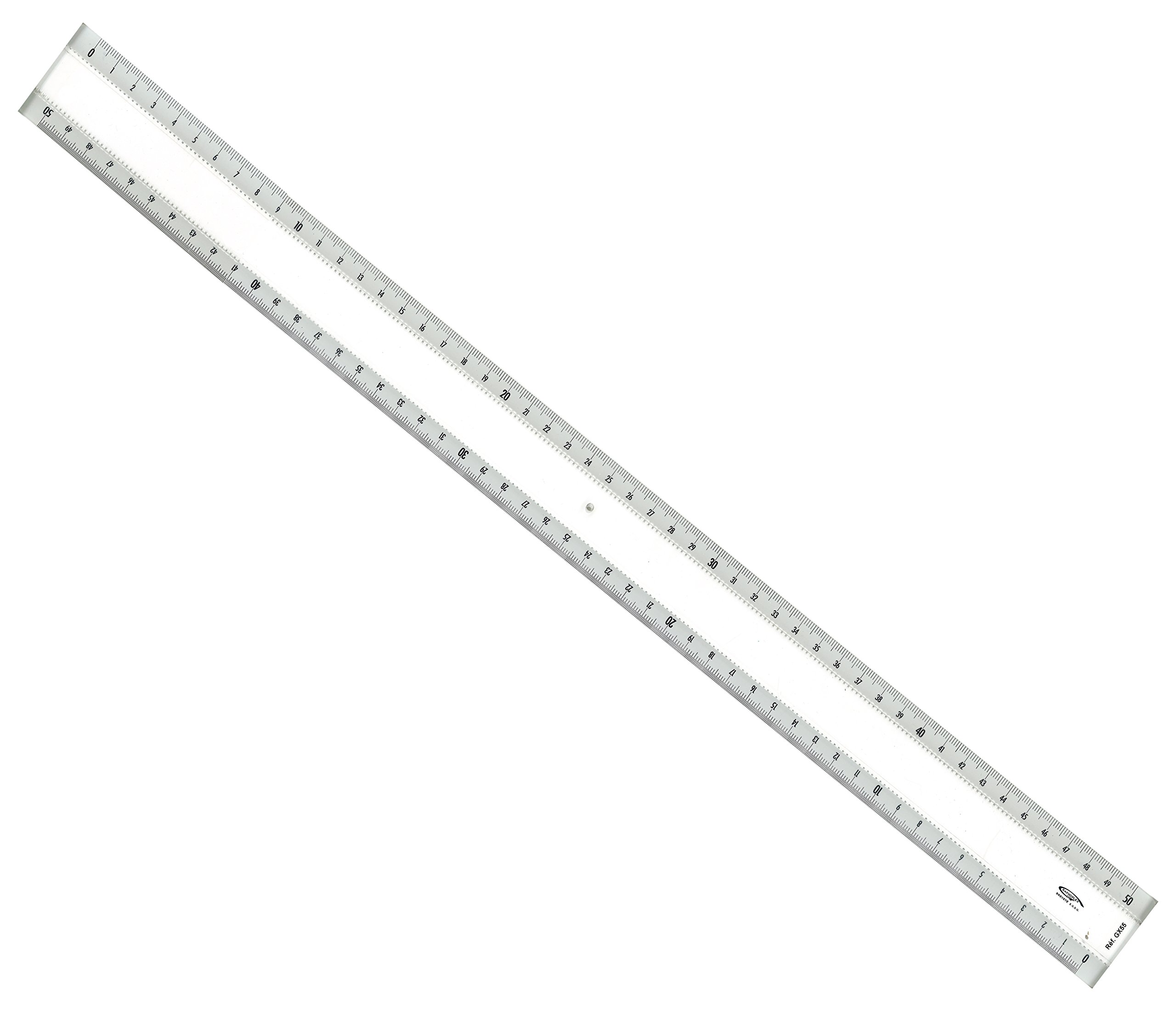 GRAPHOPLEX Regle 50 cm Transparente Double Biseaux avec Bosselage - Graduations Antireflets - Outil de Précision Dessin Technique et Études - Matériel Rigide Tracé Professionnel, Scolaire