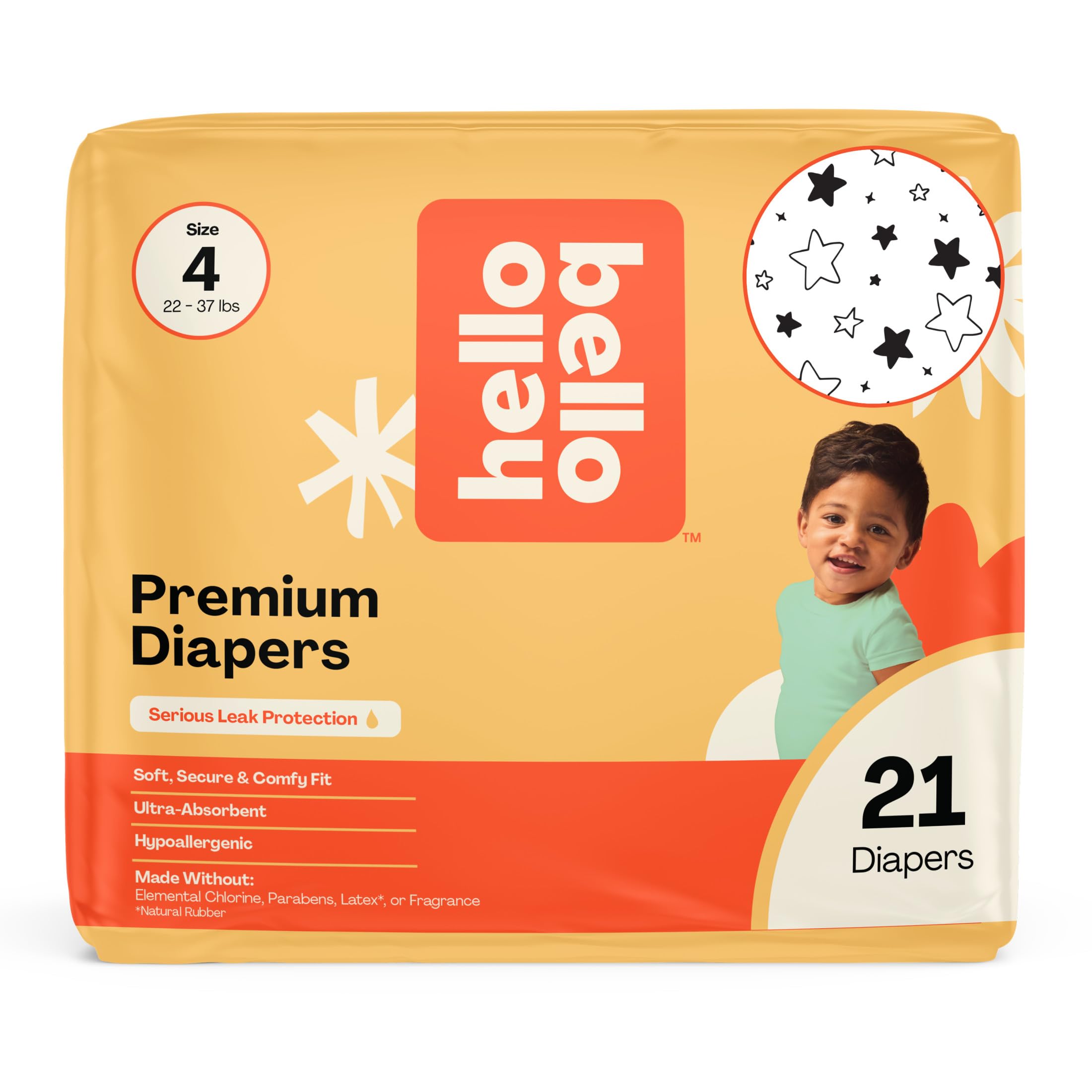 Hello Bello Diapers, Size 4 (22-37 lbs) Superstars, 21 Count of Premium Disposable Baby Diapers, Hypoallergenic with Soft, Cloth-Like Feel