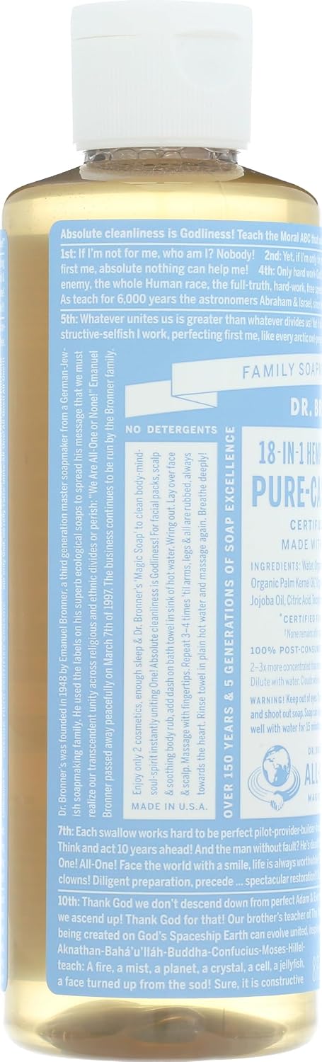 Dr. Bronner's, Baby Soap Liquid Castile, 8 Fl Oz