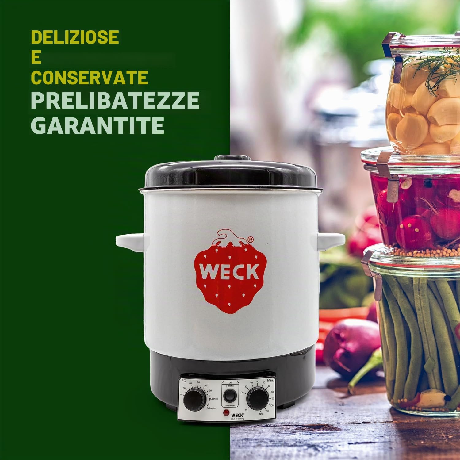WECK Sterilizzatore elettrico WAT 15 (sterilizzatore a smalto, dispensatore di acqua calda, fornello per vino caldo, termostato, timer, 29 litri) 6830