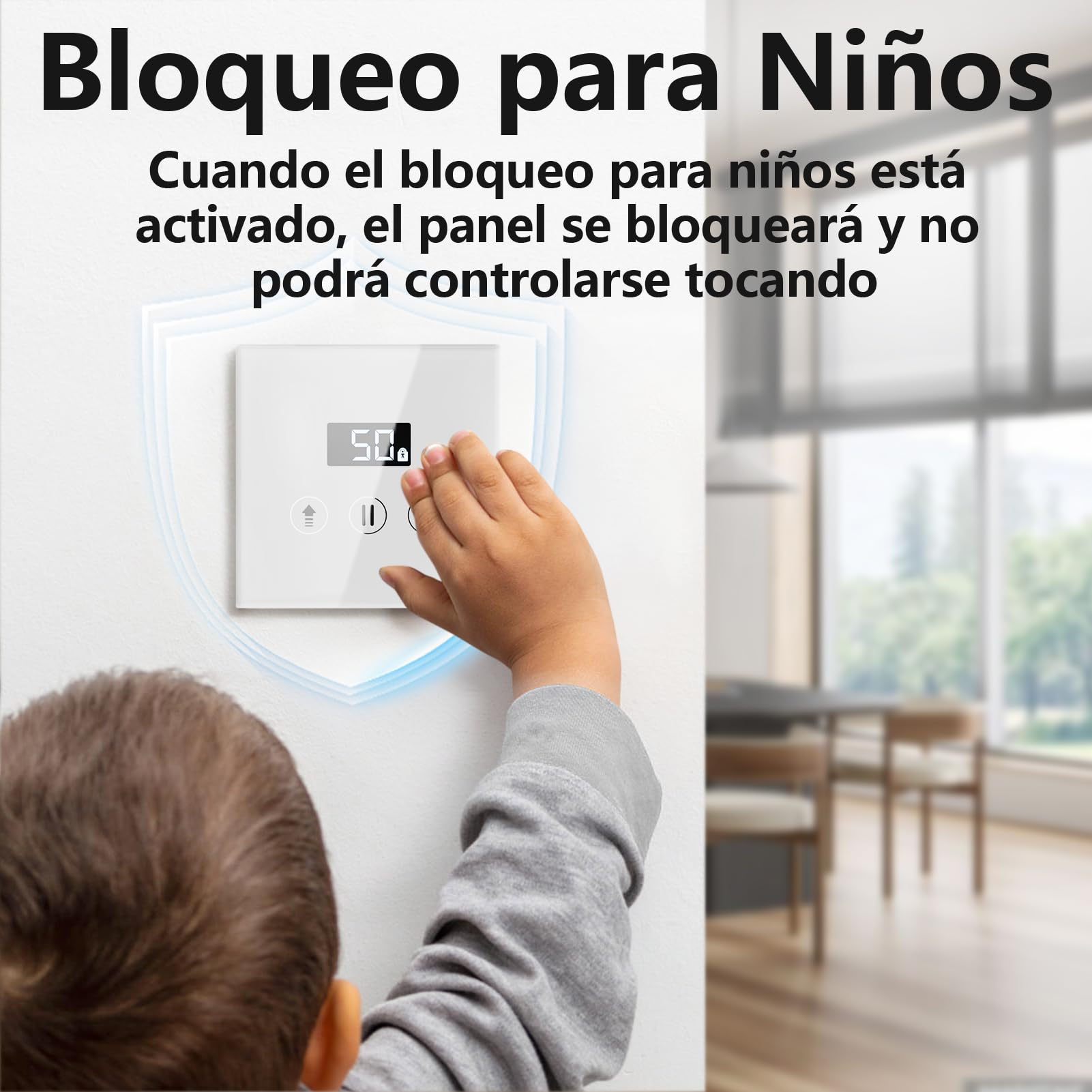 Interruptores Persiana Wifi Porcentual con Pantalla LCD, Interruptor Persiana Inteligente Compatible con Alexa y Google Assistant 80x80mm, Se Requiere Cable Neutro