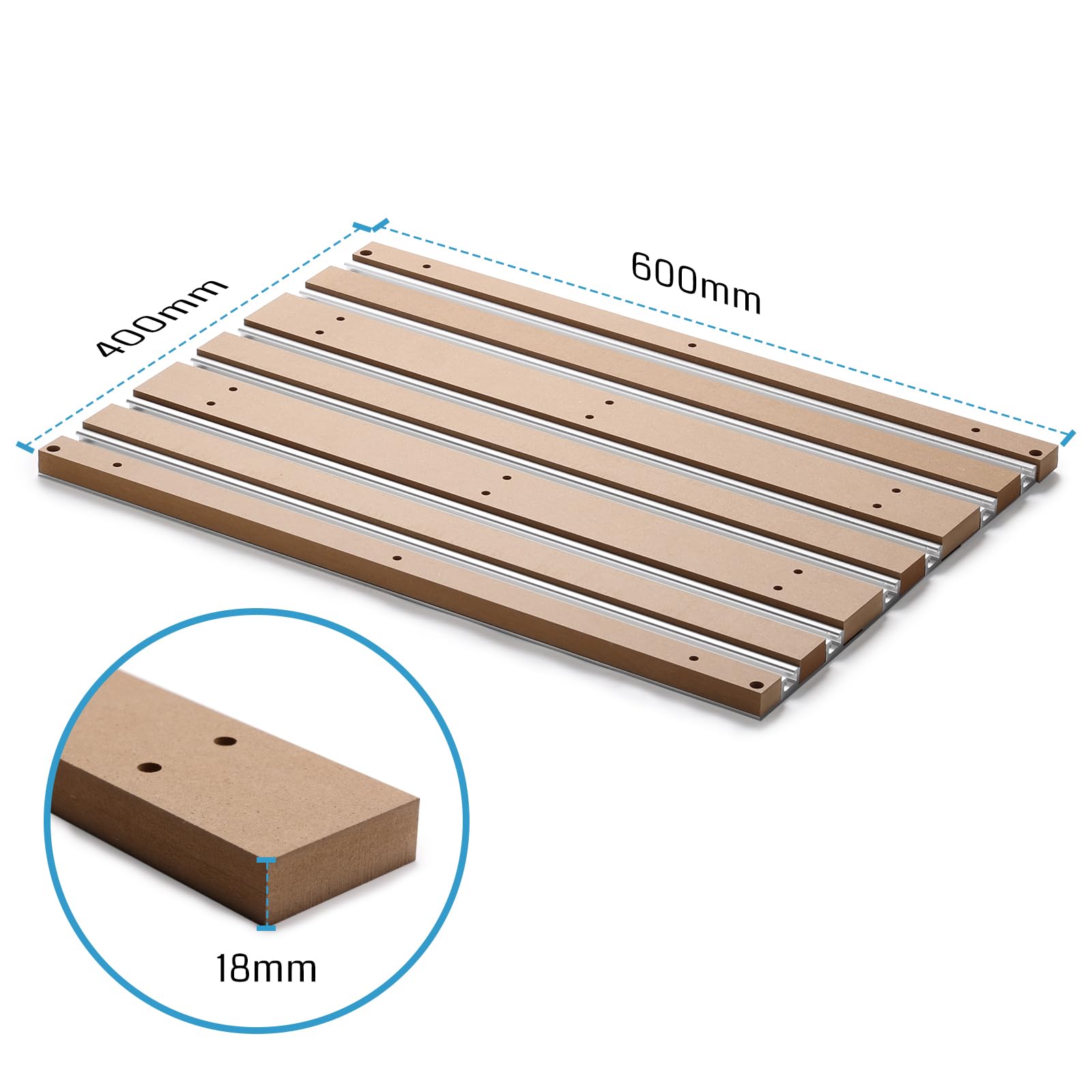 Genmitsu 4040 Spoilboard hybride en aluminium et MDF pour fraiseuse CNC 4040-PRO 400 x 600 x 18 mm