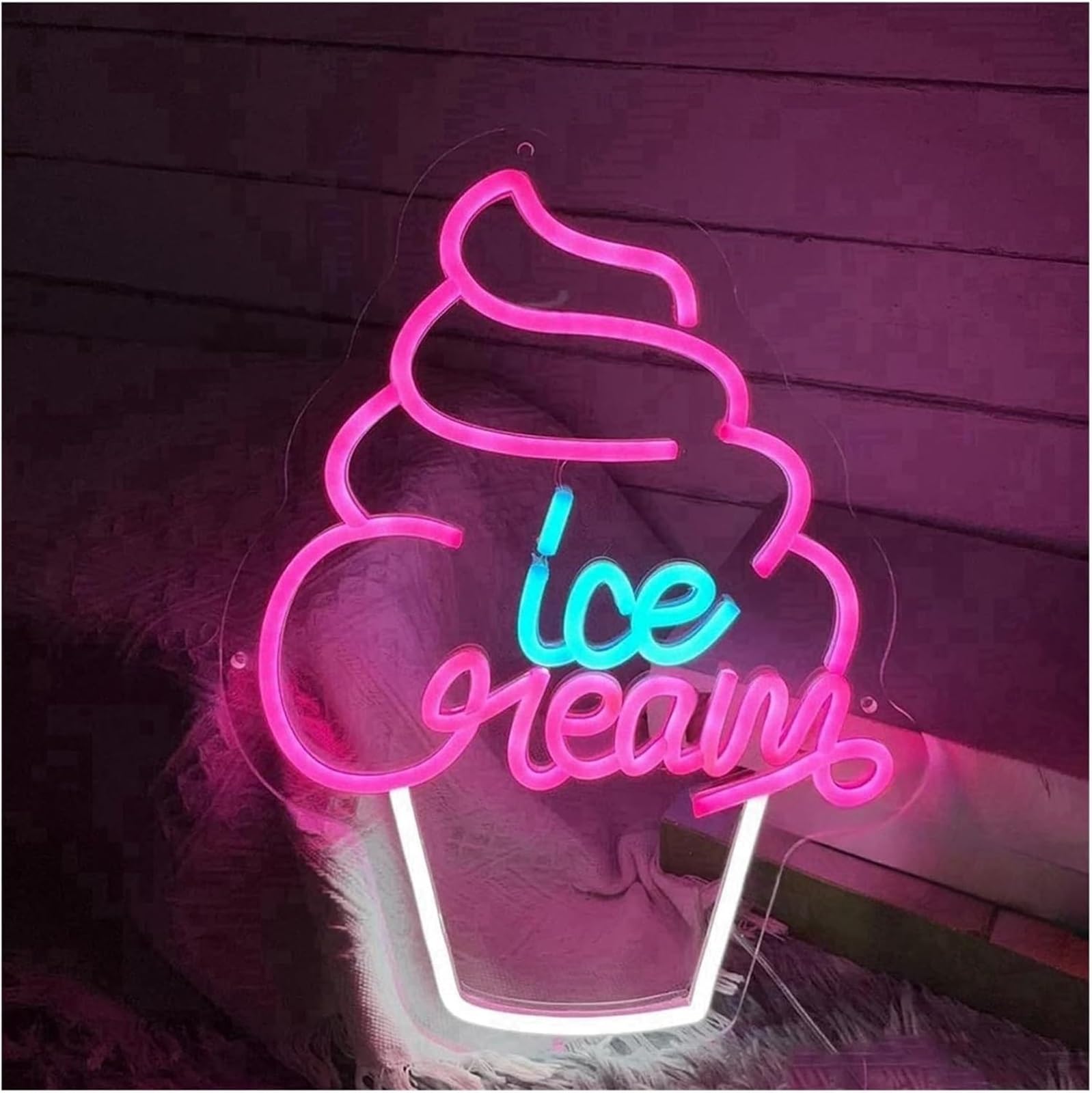 Aextroi neon Lights Sign Soothing Ambiance Lamp Neon Signs for Ice Cream Powered by Adjustable Brightness Lights