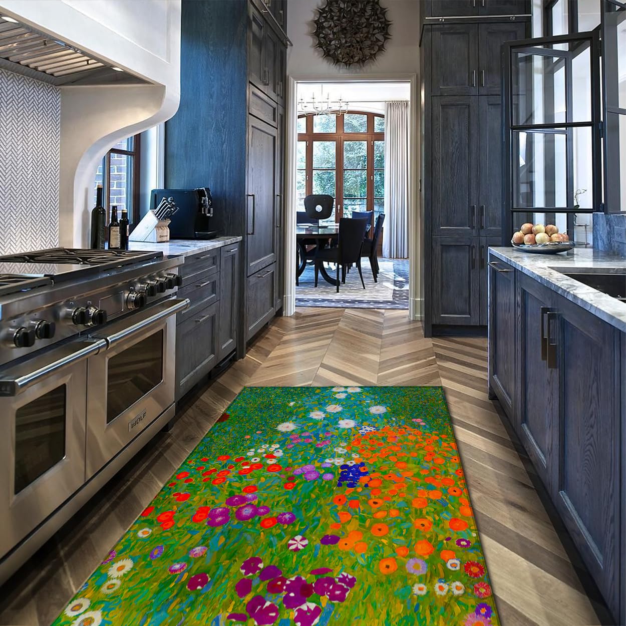 Tappeto 120x150 per corridoi giardino rustico di fiori cucine Tappetino antiscivolo superficie lavabile con retro in gomma morbido floreale opere d arte classiche stampato soggiorno da